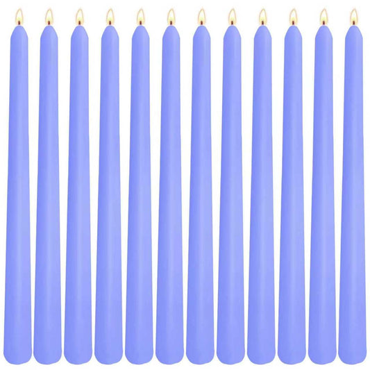 12-Pack Soft Lavender Purple Taper Candles, 10 Inch Unscented Dripless Candlesticks, Long-Lasting Burn Time of 6-7 Hours, Perfect for Home Decor, Weddings, and Events