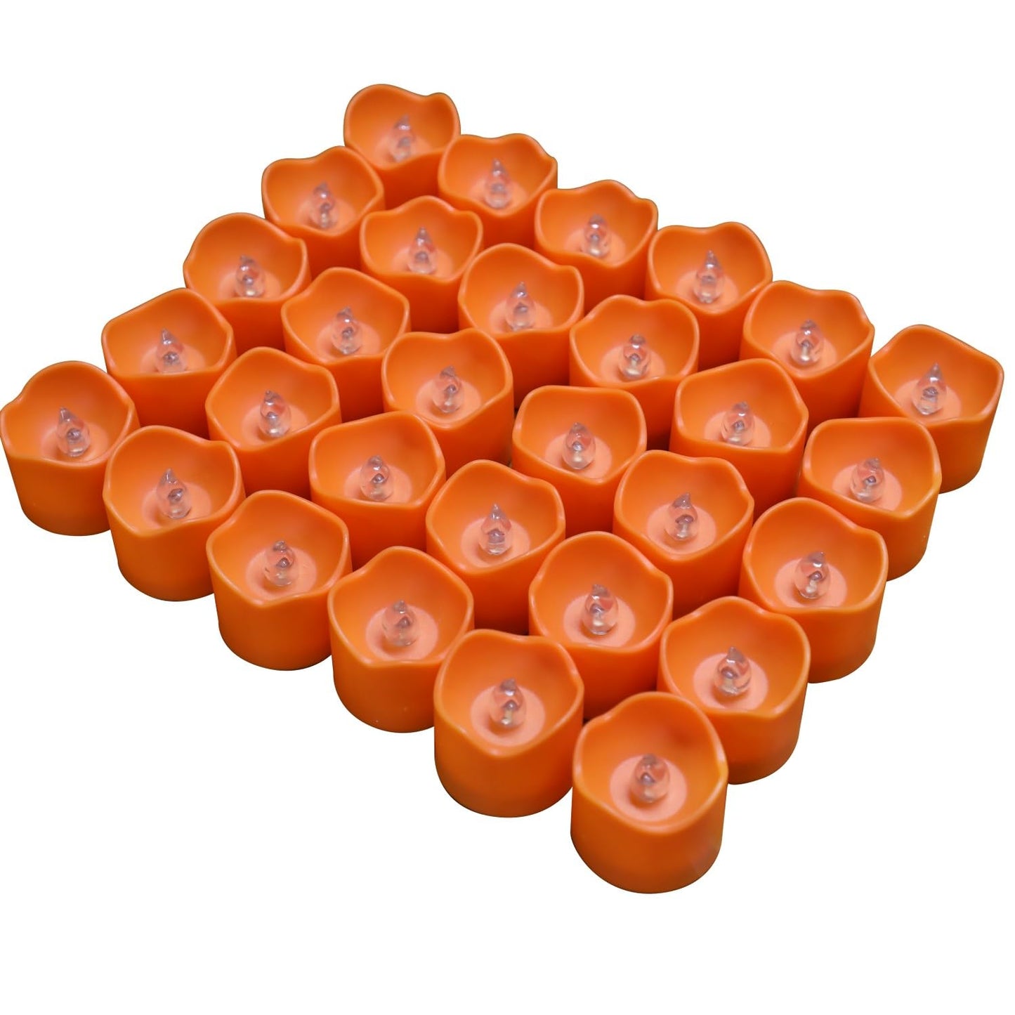 Topstone Halloween Orange Led Tealight with 4/6/8 H Timer,Remote Control Flameless Candle,Battery Powered Fake Candles,Electric Votive Candle,Pack of 12