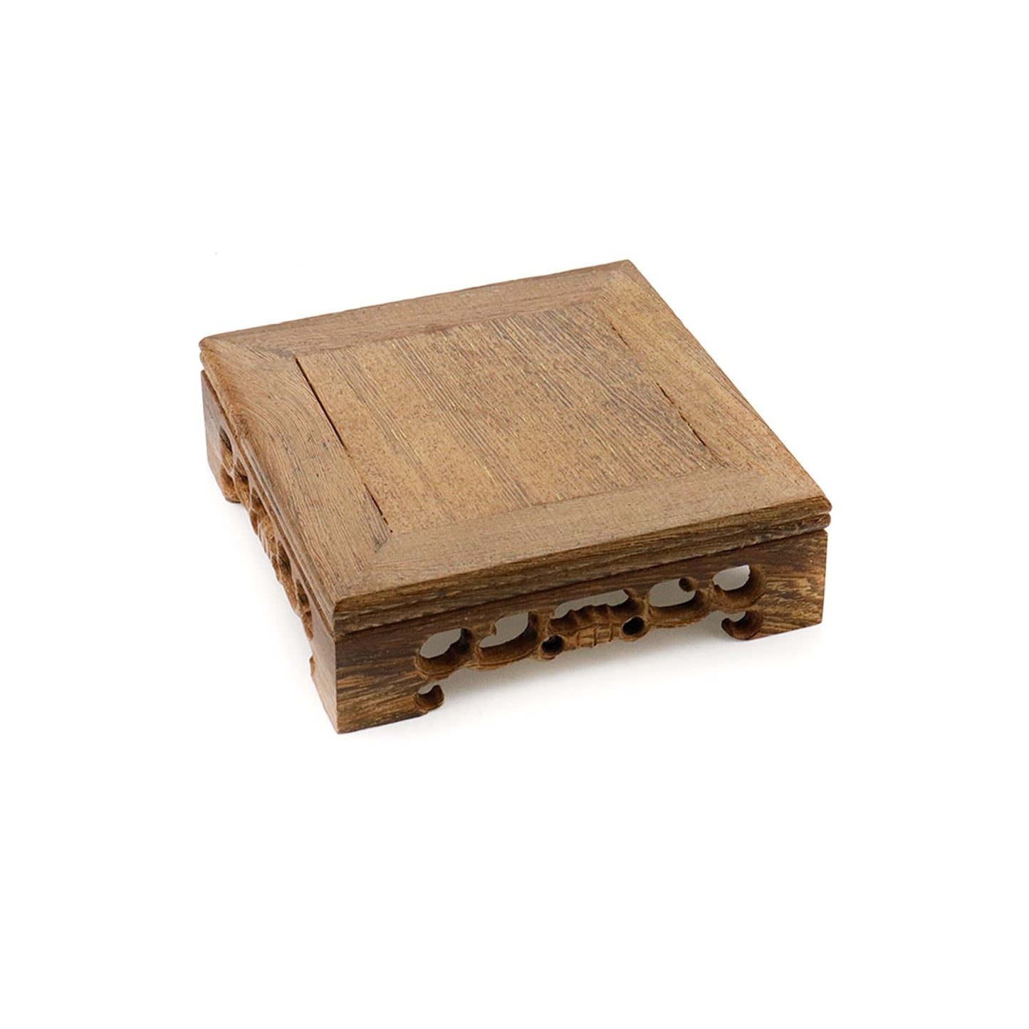WDONAY Wooden Display Stand Base 4.72"×4.72" Square Wood Carved Pedestal Oriental Style Stand for Vase, Teapot, Table Lamps