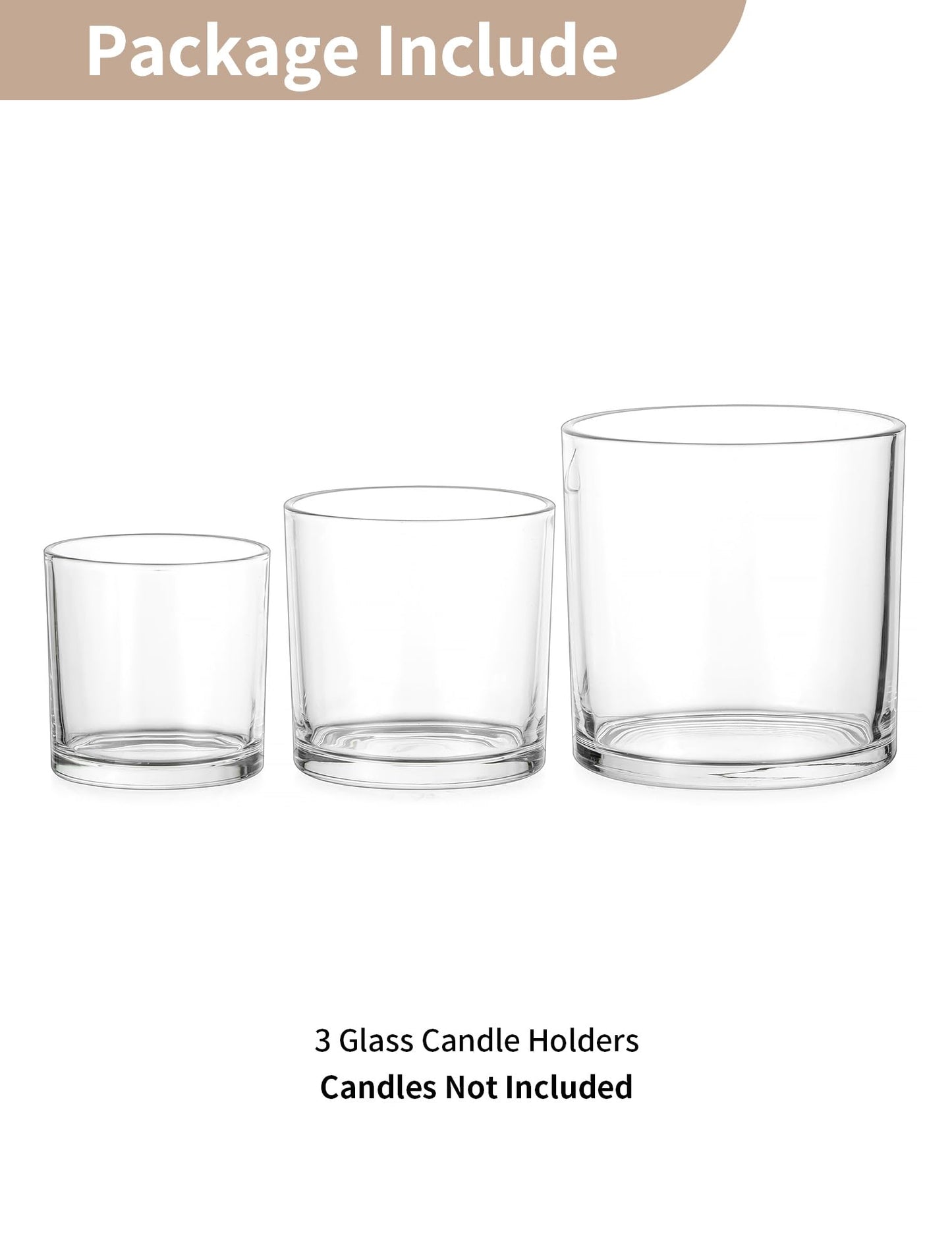 NUPTIO Hurricane Glass Candle Holders: Set of 3 Thick Glass Large Pillar Candle Holder - Clear Vases for Wedding Table Centerpieces Decor