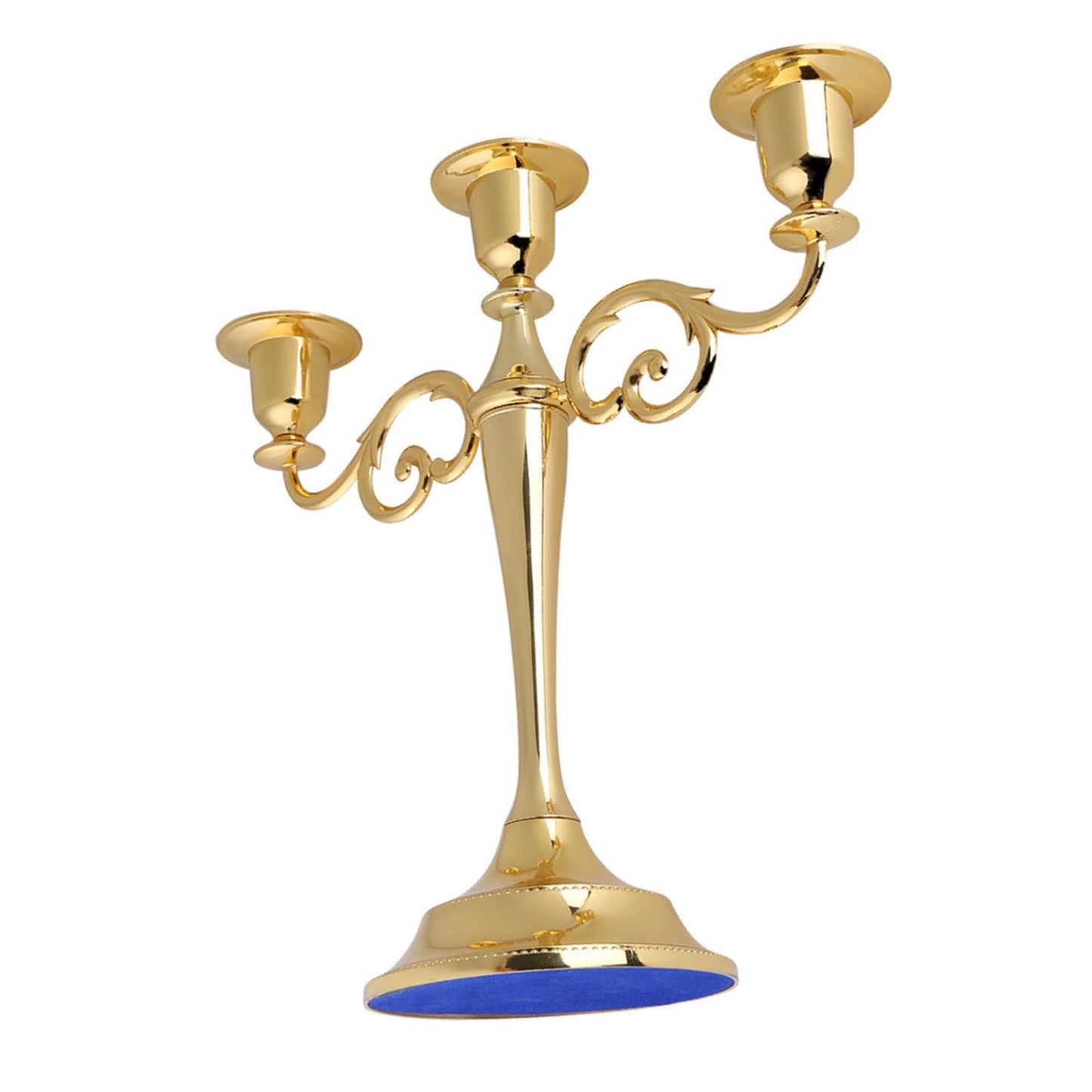 Dioche 3 Arm CandMetal Candelabra for Weddings & Home Decor | Sturdy Design, Silver Finish | Perfect Loved Ones (Gold)