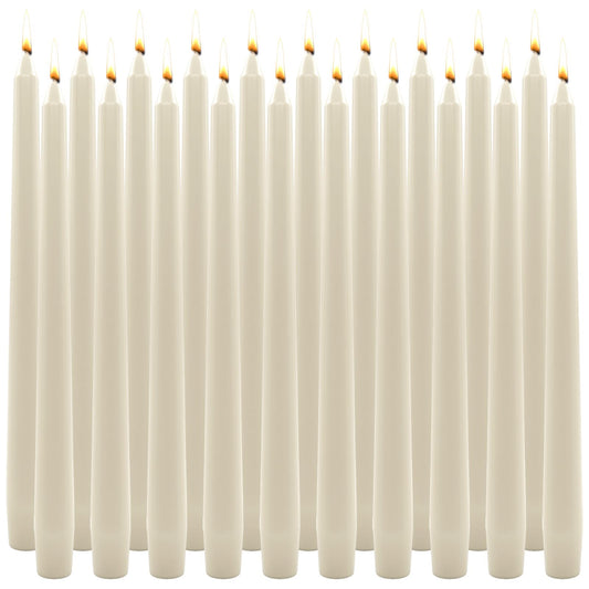 20 PCS Taper Candles: Ivory White Dripless Unscented Smokeless 10 Inch Tall Paraffin Wax Sticks with Cotton Wicks, 7-8 Hours Burning Time for Wedding Christmas Table Decor & Candlestick Holders