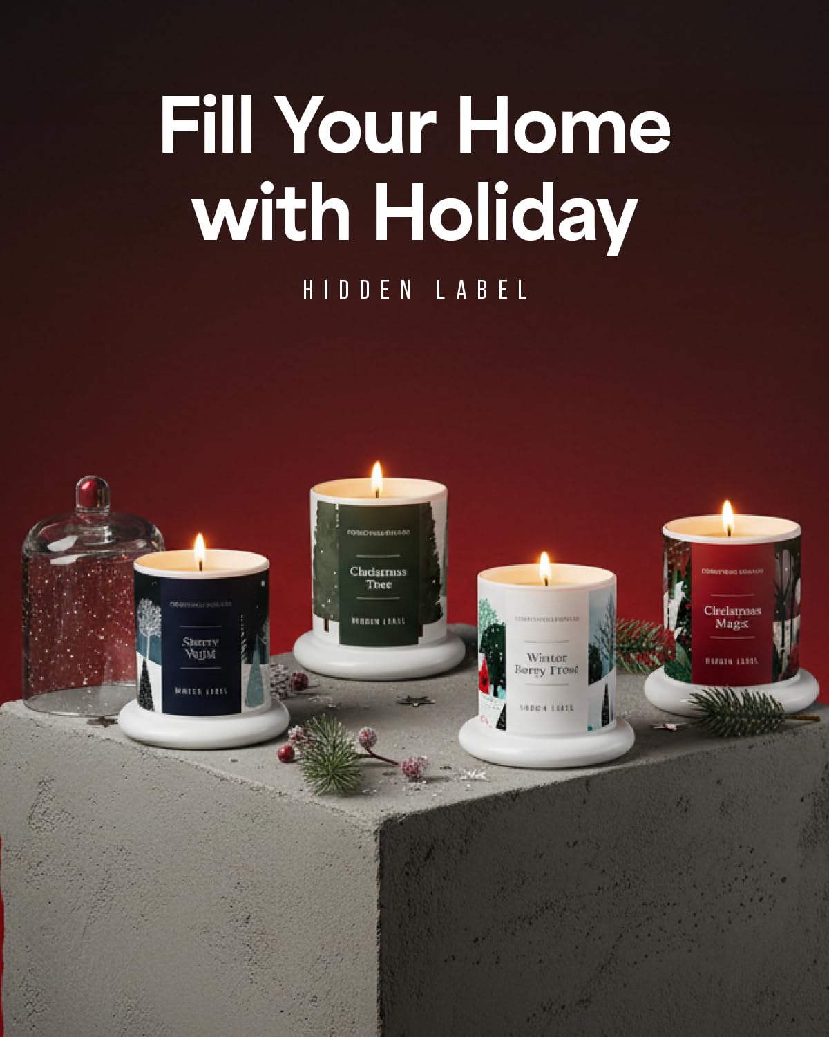 Christmas Magic Scented Candle, 10oz Natural Soy Wax Clear Bell Jar, Up to 60 Hours Long-Lasting, Clean Burn, Non Toxic Aromatherapy Candles for Home, Stocking Stuffer Holiday Gift