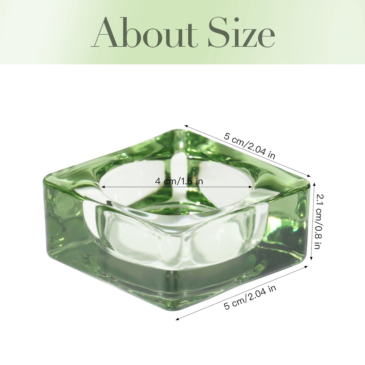 CHOCSTAY Tealight Candle Holder Set of 6, Green Glass Candle Holder Heat-Resistant Square Holders for Wedding, Party, Home Décor