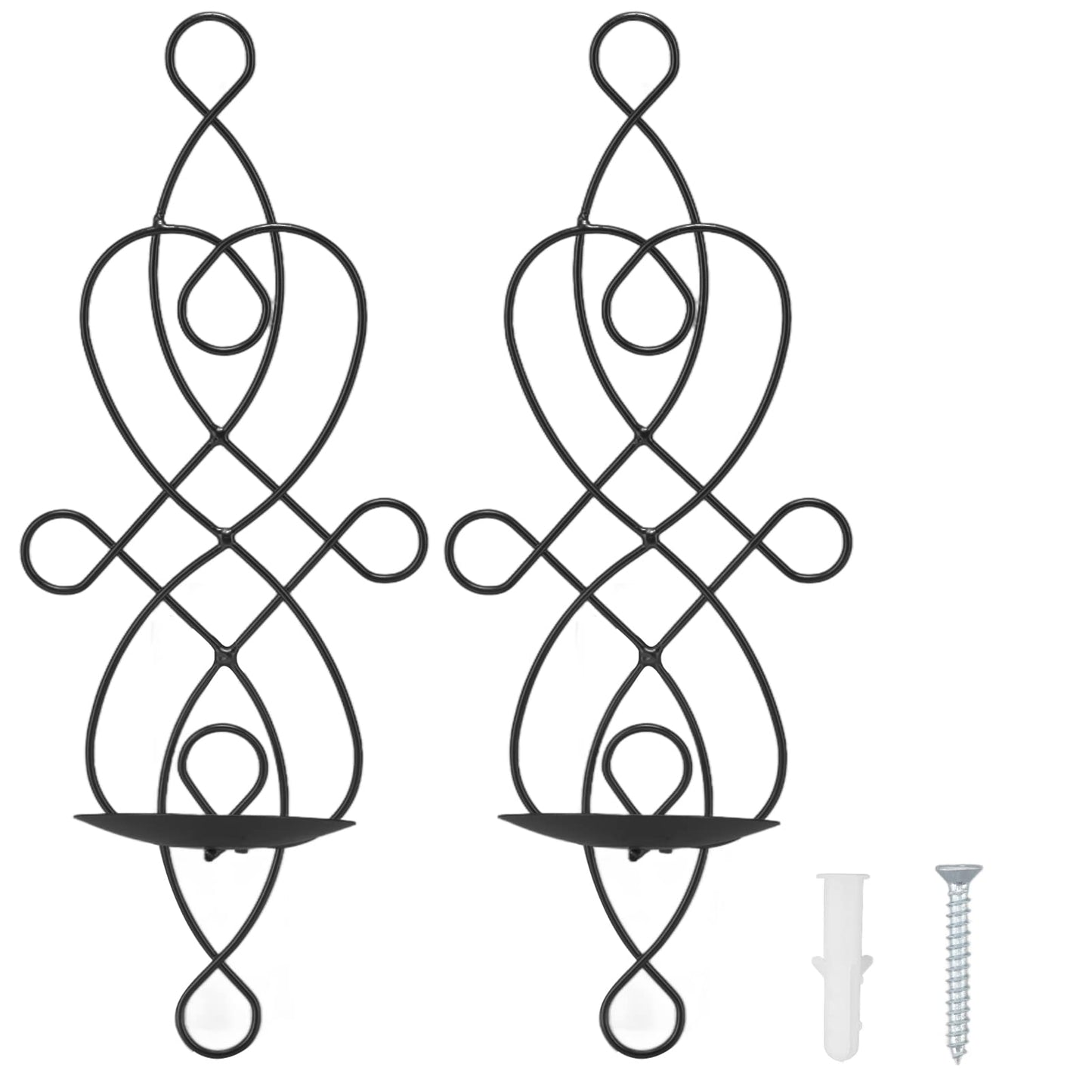 Wall Sconces Candle Holder, Set of 2 Iron Hanging Candle Sconce Holder Foldable Wall Candle Holder for Bedroom Dining Room (Black)