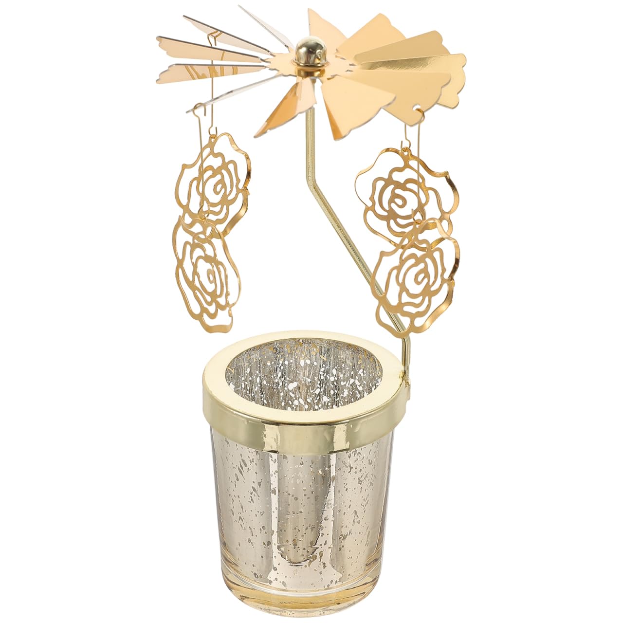HOMSFOU Rotating Metal Candle Holder for Parties Creative Design Scented Candle Stand for Weddings and Festivals Decor Lively Atmosphere