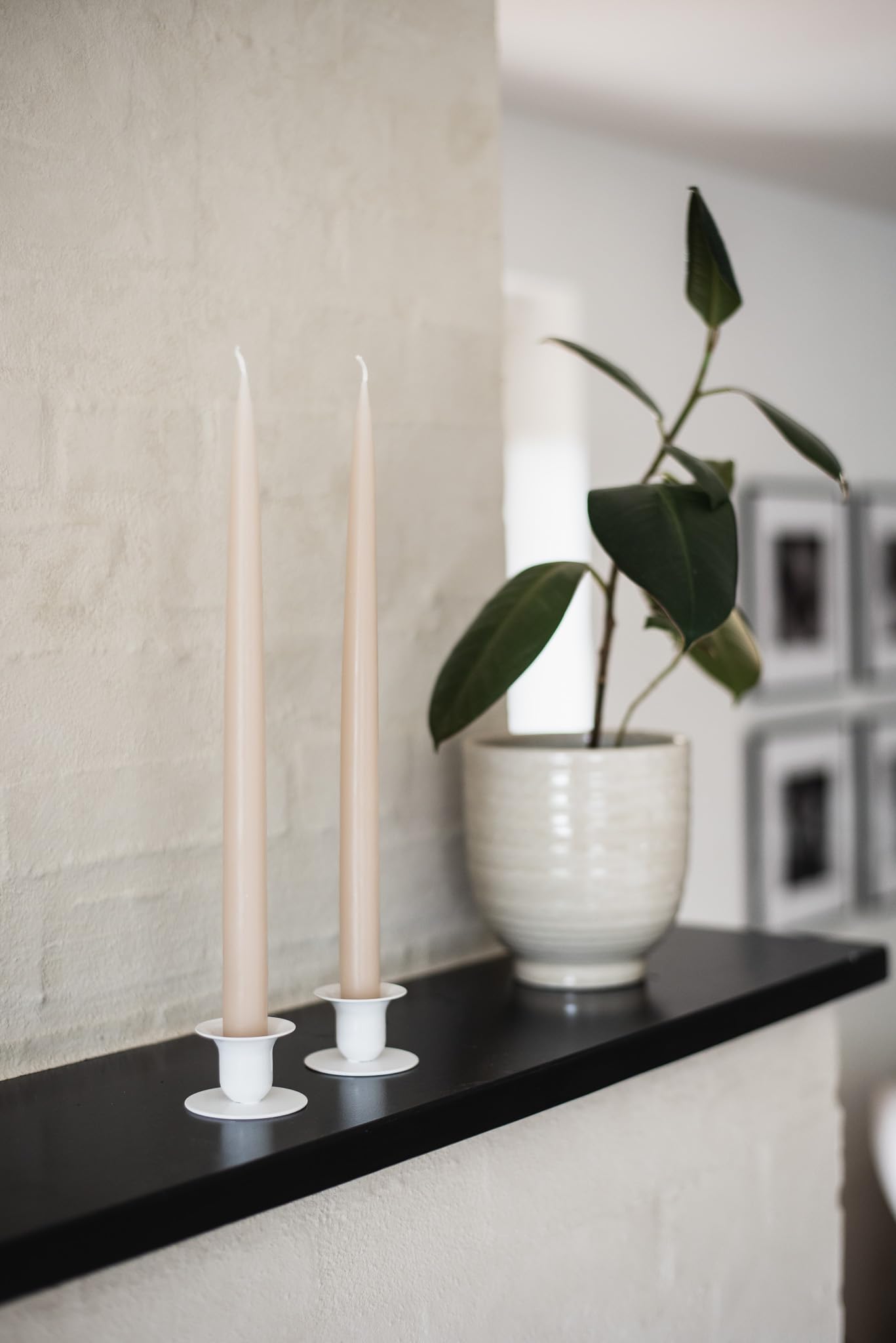 Kunstindustrien® Taper Candles – Set of 4, 13.8" – Made in Denmark, Long Burning Candles 15h, Unscented & Smokeless Candlesticks – Elegant Tall Candles for Weddings, Dinners & Home Decor (Nude)