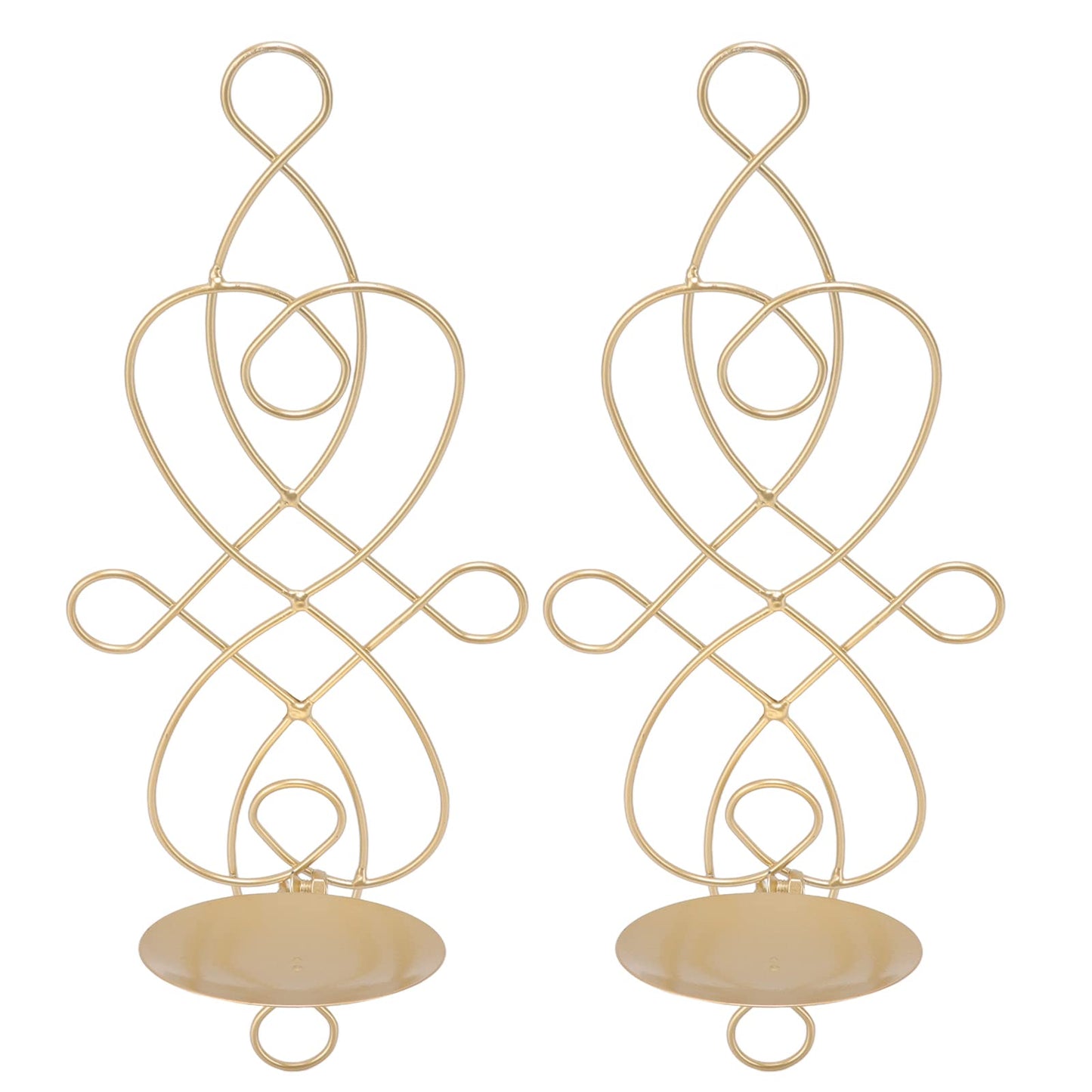 Wall Sconces Candle Holder, Set of 2 Iron Hanging Candle Sconce Holder Foldable Wall Candle Holder for Bedroom Dining Room (Gold)