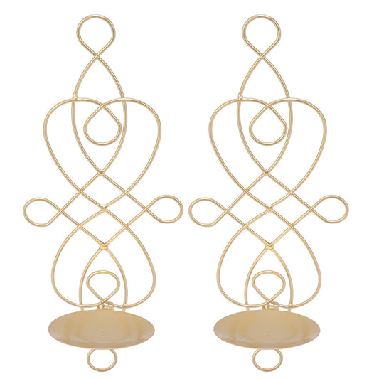 Wall Sconces Candle Holder, Set of 2 Iron Hanging Candle Sconce Holder Foldable Wall Candle Holder for Bedroom Dining Room (Gold)