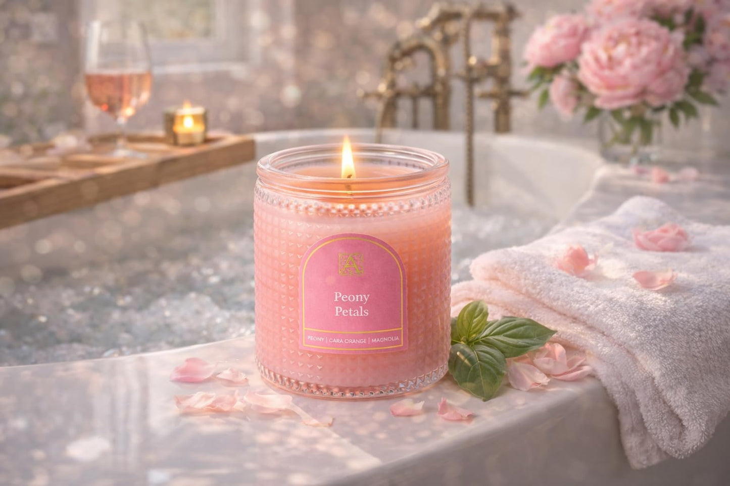 Aromatique, Peony Petals, Elegant Candle with Metal Lid, Home Fragrance for Relaxing Atmosphere, 6 oz, Mother's Day Gifts, Bridal Showers, Anniversaries, Holiday Gifts.