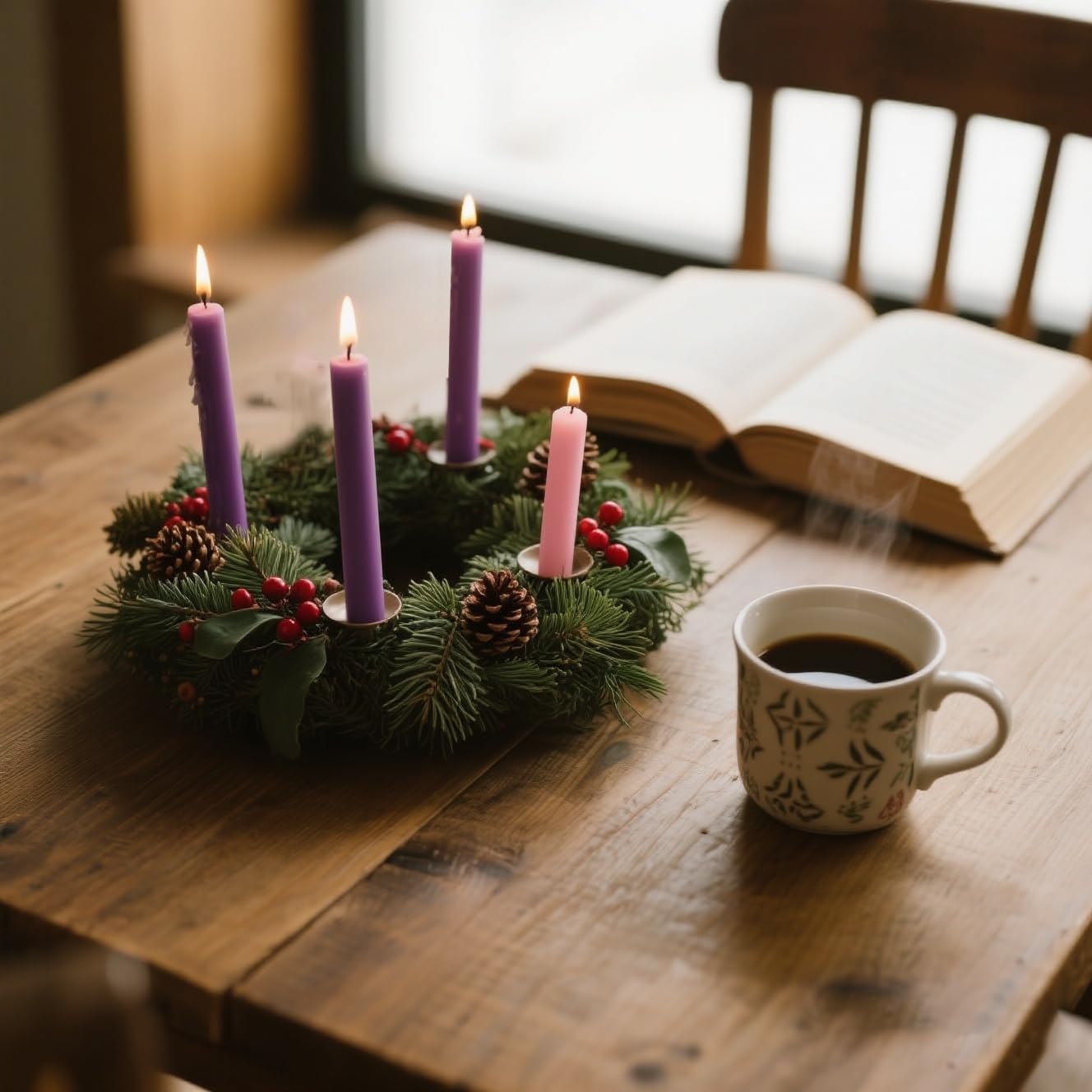 PAMELIFE 4 Pack Advent Taper Candles Set, 10-Inch Premium Dripless Unscented Christmas Real Wax Candles - Perfect for Holidays, Seasonal Celebrations, Church Services, and Parties.