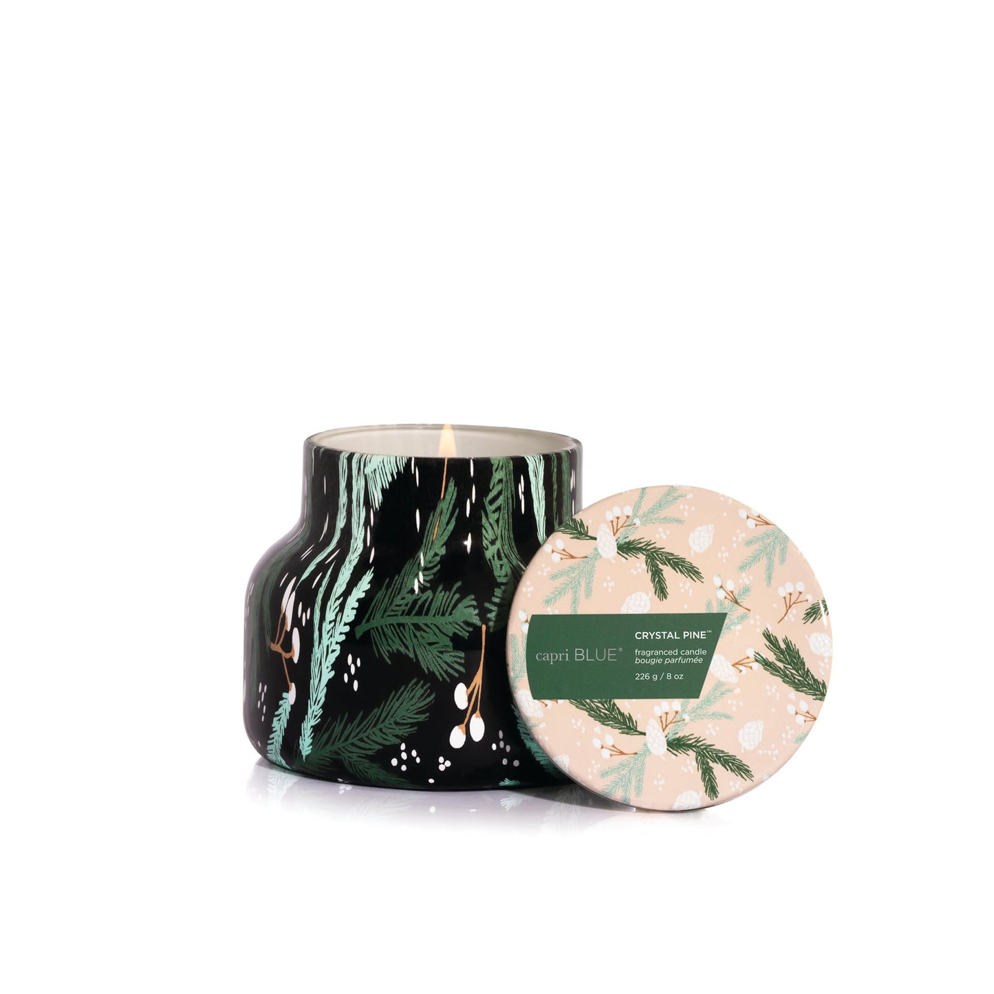 Capri Blue Pattern Play Signature Holiday Candle - Luxury Holiday Scented Candle for Home- Long Lasting Soy Wax Blend - Comes in Decorative Glass Jar (Crystal Pine, 8 oz)