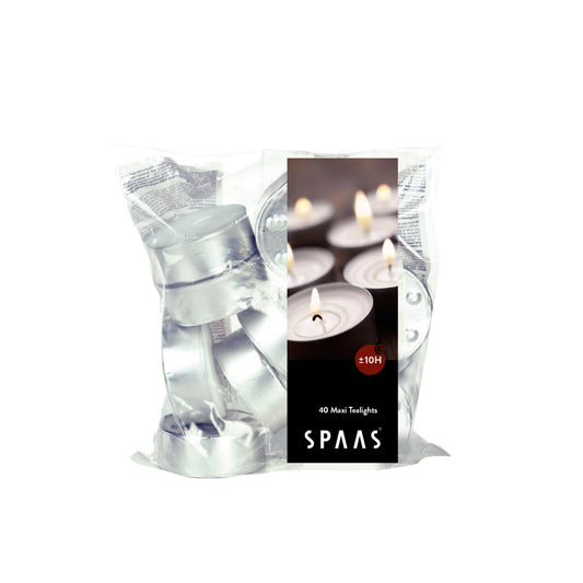 Spaas Maxi Tealights Bag, Paraffin Wax, Aluminium Cup White, D 58 mm x H 24 mm