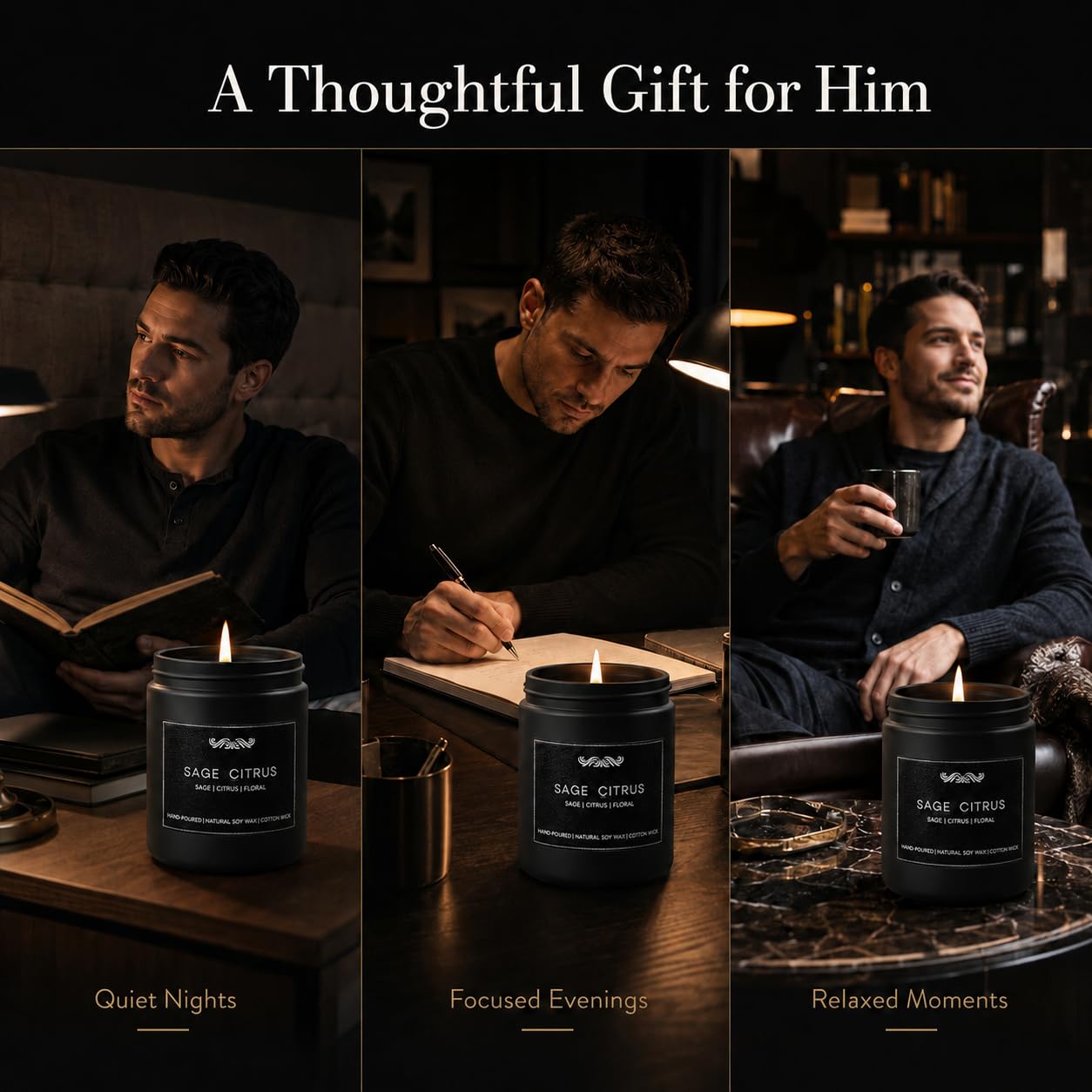 6 Pack Candles for Home Scented Aromatherapy Candles Gifts Set for Mens, Men Candle Set, 42 oz 300 Hour Long Lasting Candles Gifts for Men Birthday Anniversary Present