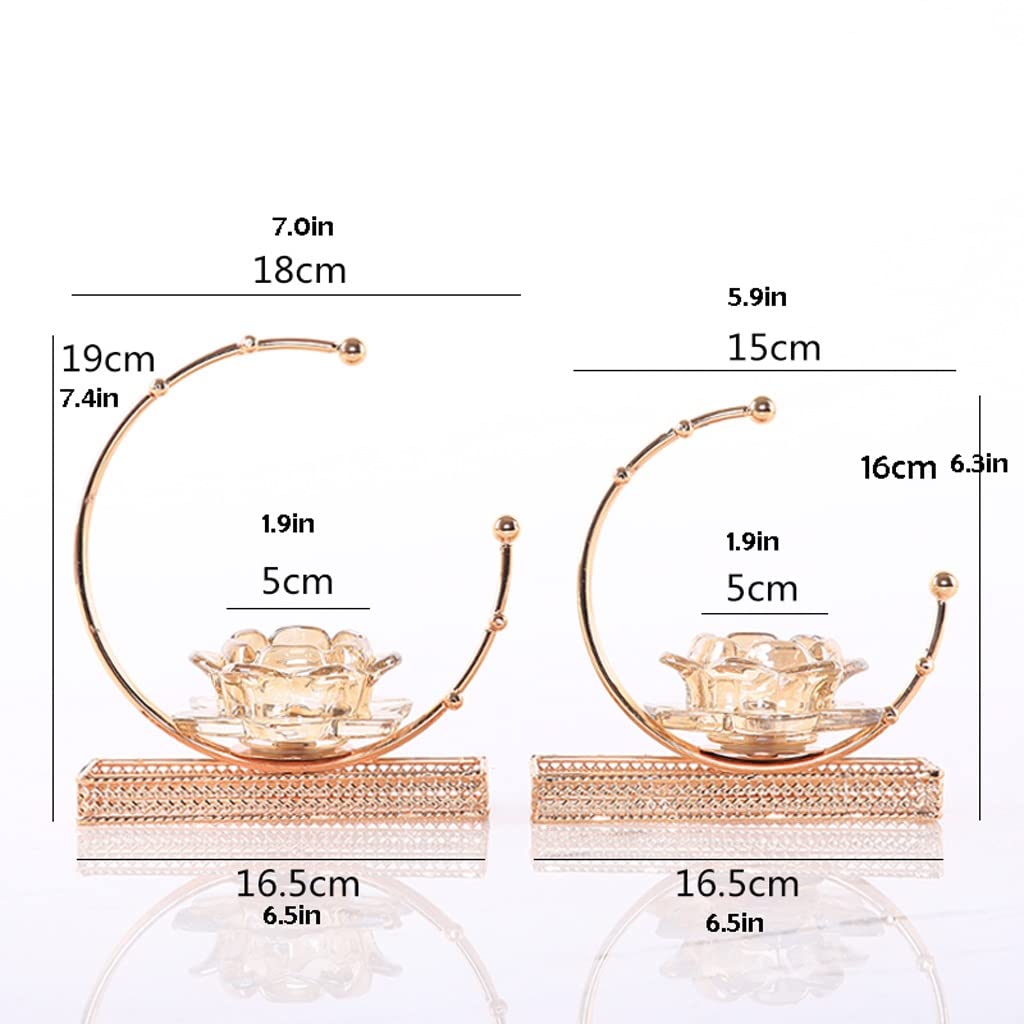 WAOCEO Candlestick Holders New Chinese Candle Holder Creative Crystal Glass Metal Candle Holder Ornament Home Restaurant Desktop Candlelight Dinner Candle Holders(Size:A)