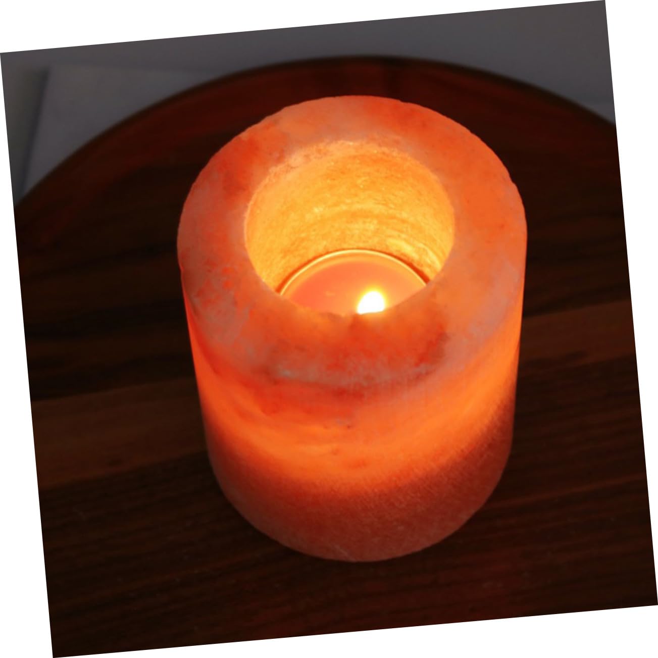 Amosfun Himalayan Salt Candle Holder Decorative Tealight Stand for Table Yoga Meditation and Home Decor Cozy Atmosphere for Events and Relaxation