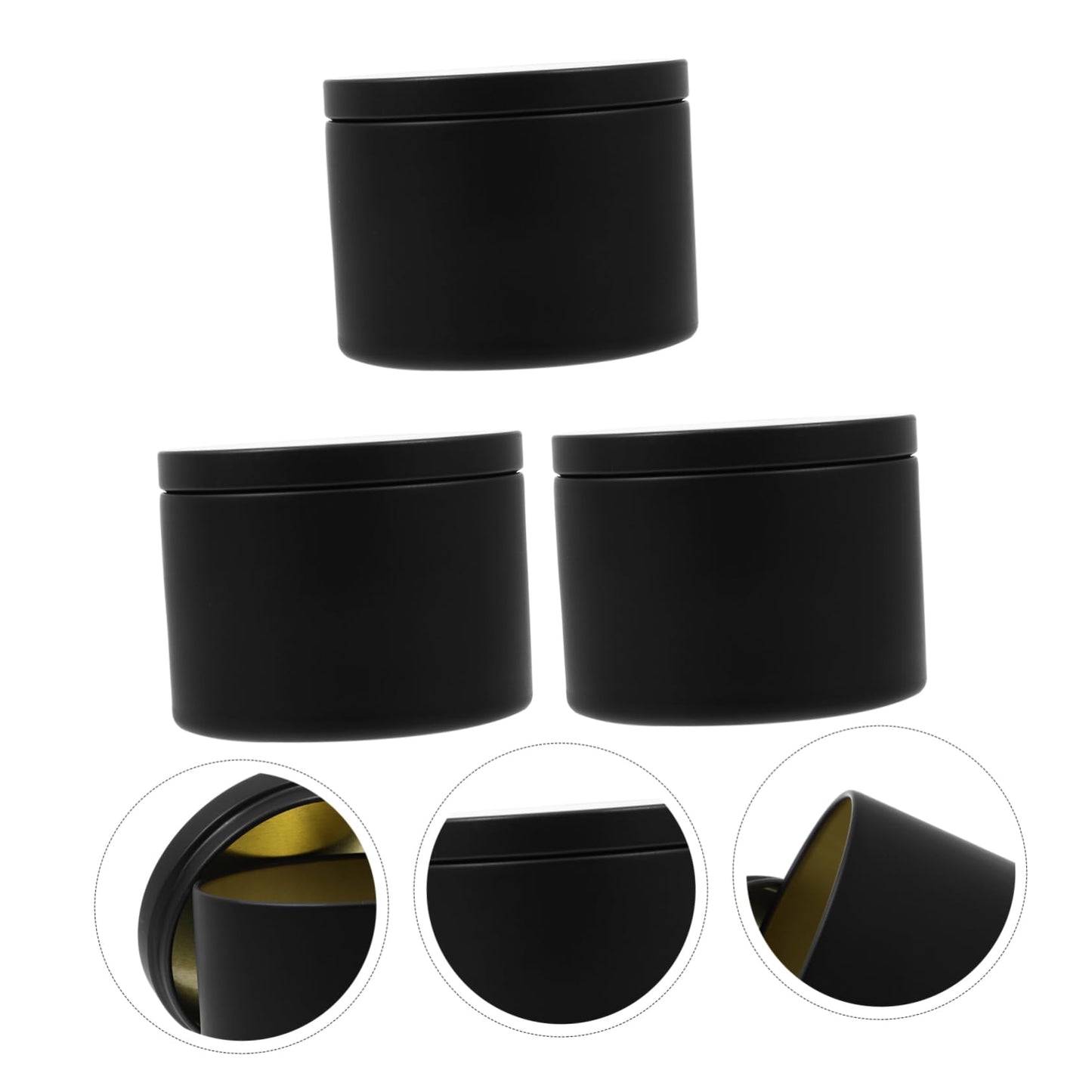 KONTONTY 3pcs Iron Candle Jars Empty Candle Containers Simple Round Design for Home Decoration and Parties for Weddings and Events