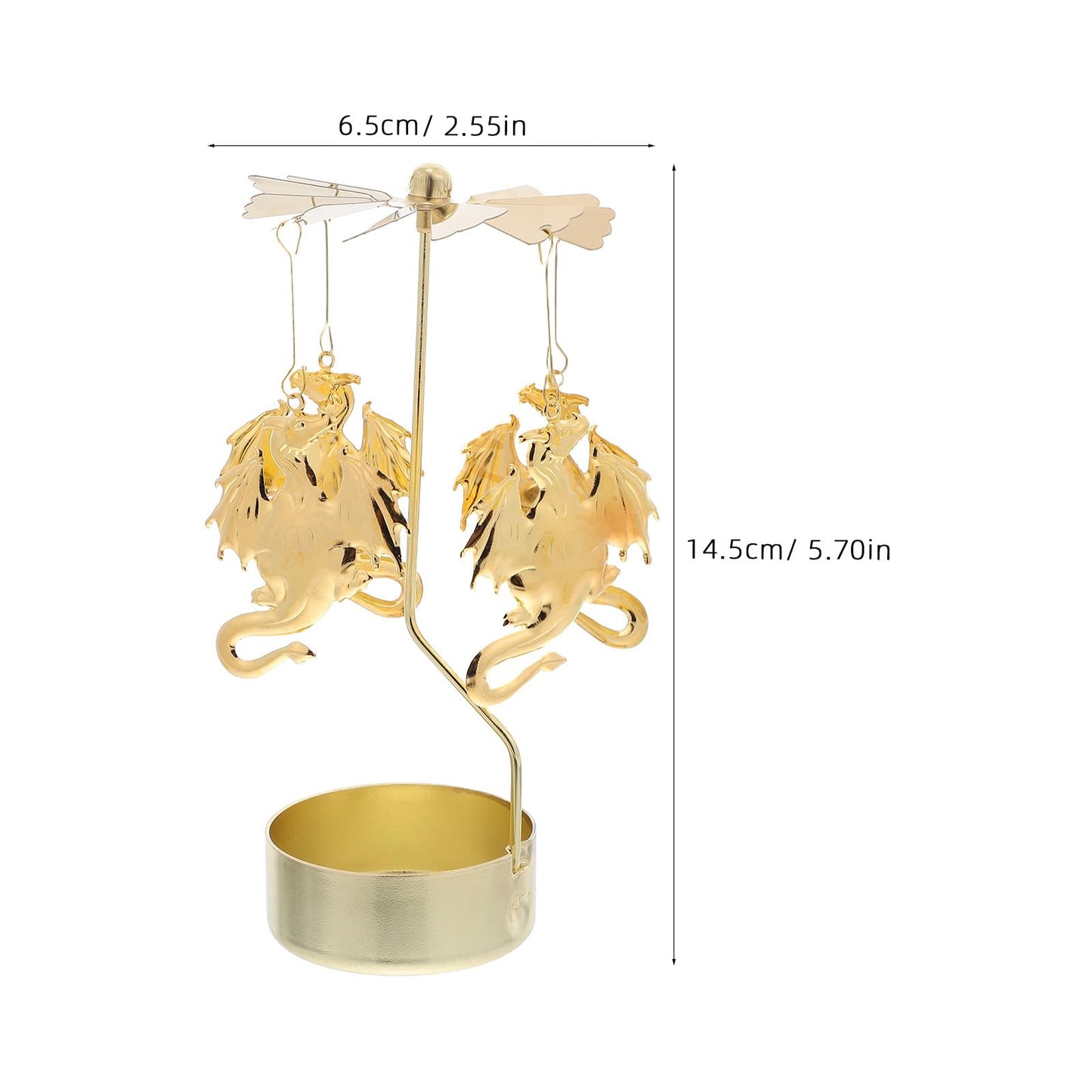 Cabilock Metal Rotary Tealight Holder: Carousel Candlestick - Heat-Activated Spinning Candle Holder Dragon Motif for Festive Occasions Romantic Ambiance