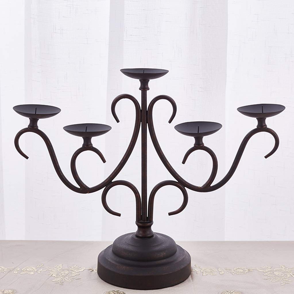 XILIN-1987 Candle Holderss Five-arm Candlestick Metal Pillar Candlestick Wedding Event Candlestick for Candlelight Dinner and Table Decoration (Black, 14 * 17.4 Inches) Decorative Candlestick