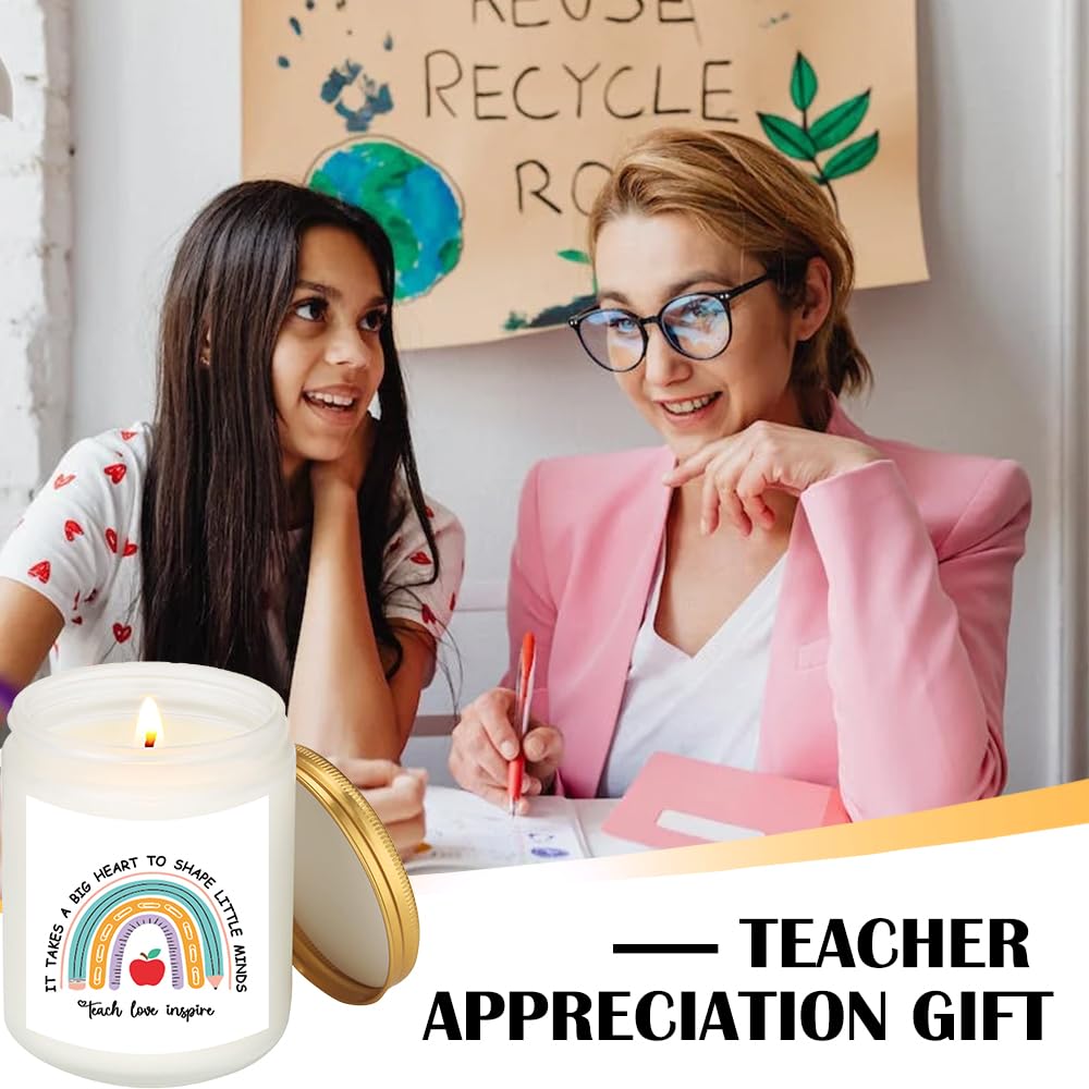 Candle Gift for Teacher Appreciation, Aromatherapy Candle for Women, Novelty for Teacher Appreciation Week, Natural Soy Wax Jar Candle, Unique Thank You Present with Saying, Vanilla Scent