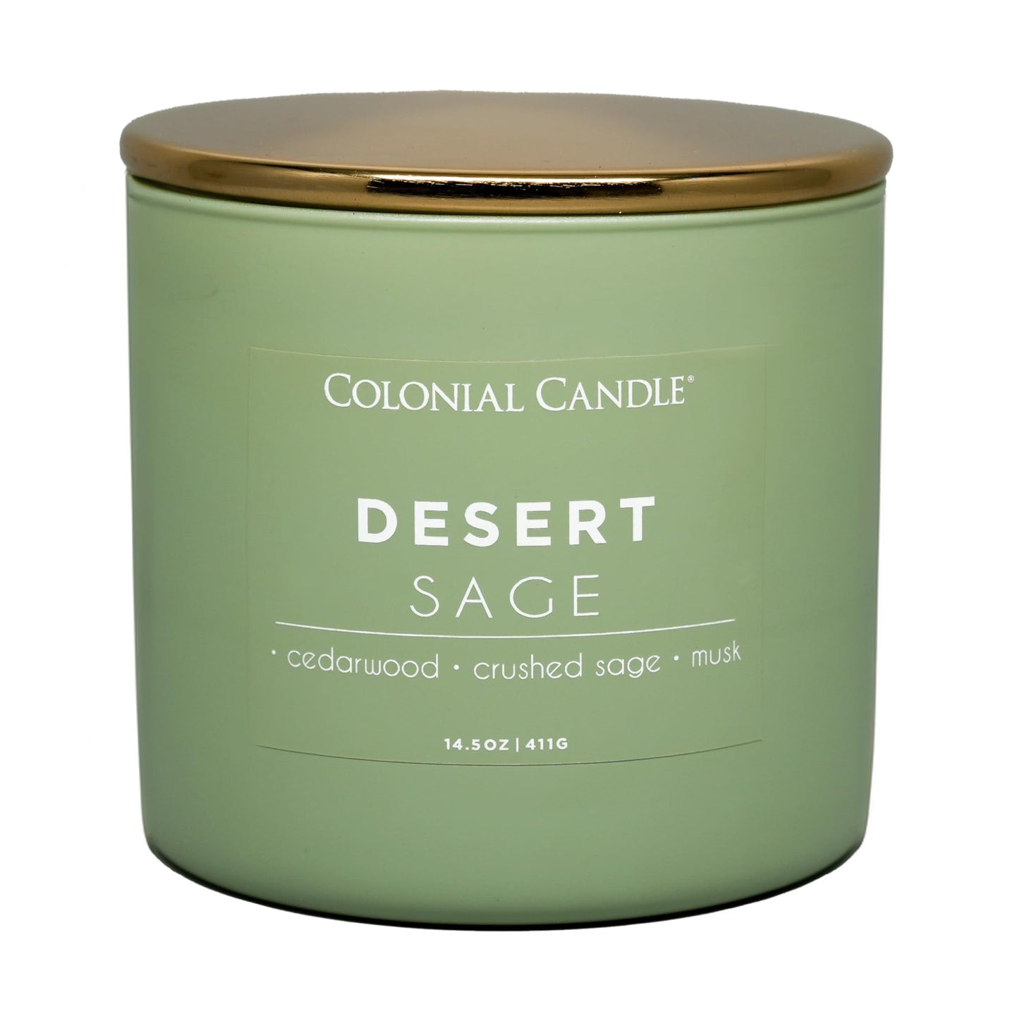 Colonial Candle Desert Sage Scented Jar Candle, Pop of Color Collection, 3 Wick, 14.5 oz - Up to 60 Hours Burn