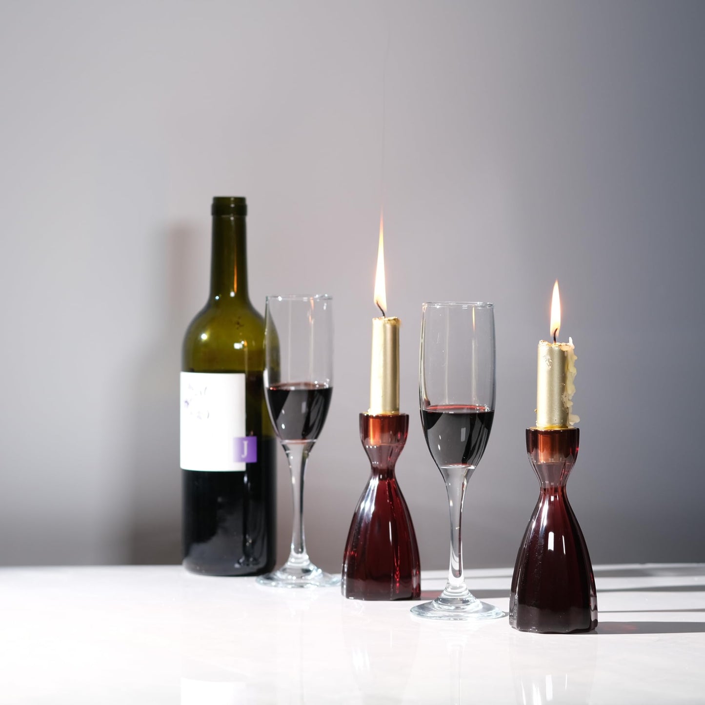 ICNBUYS Twizzle Twist Candle Holder, Decorative Candlestick for Table Display, Romantic Decoration, Unique Home DÉCOR Aesthetic, Housewarming Gift, Brown Height 5.7 inches Set of 2 - Resin