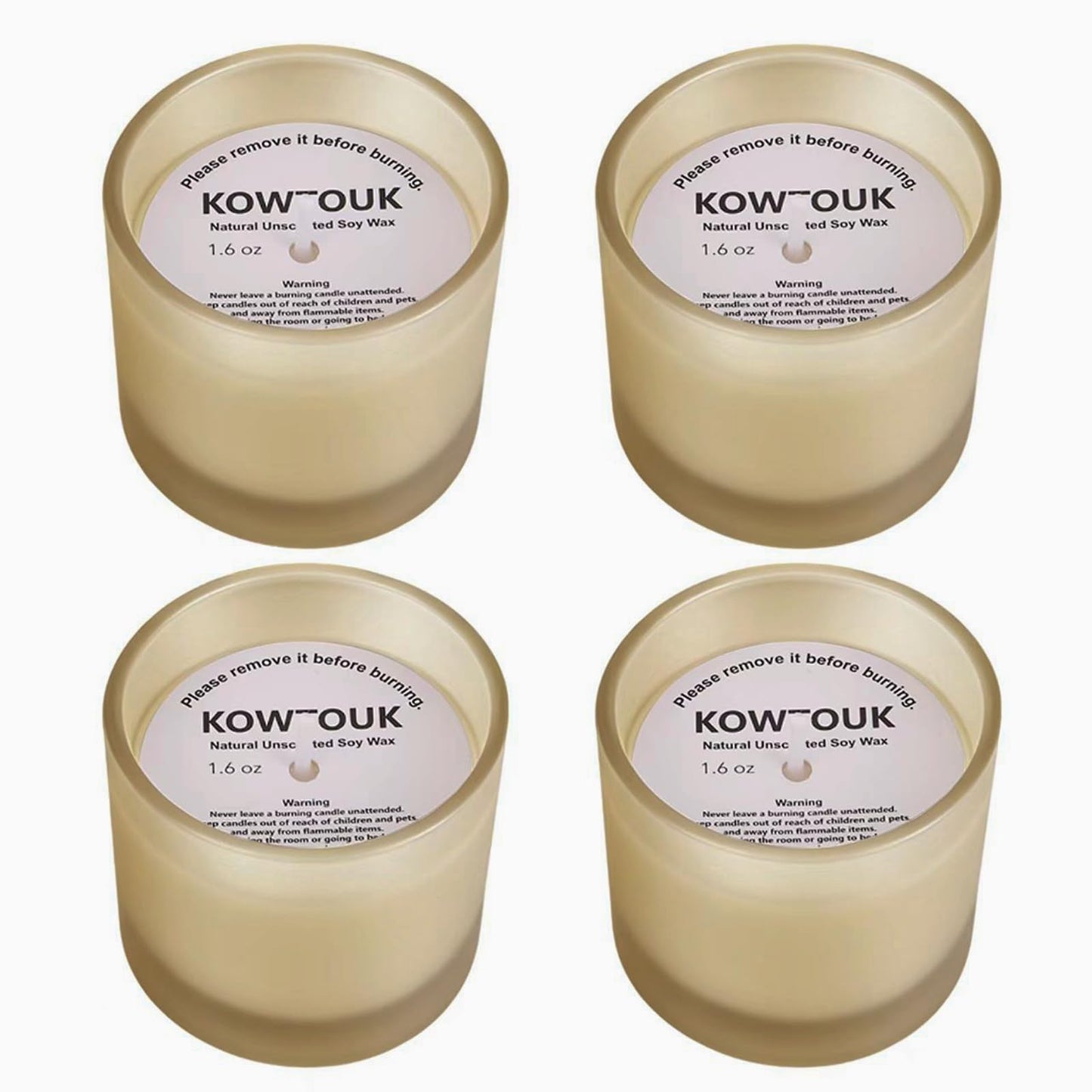 Set of 4 White Unscented Soy Candles,Warm Beige Glass Votive Candles, Hand-Poured Wax Candles for Home Décor, Aromatherapy, Spa, Holidays, Parties, and Weddings 10-12 Hours Burn Time (Warm Beige)
