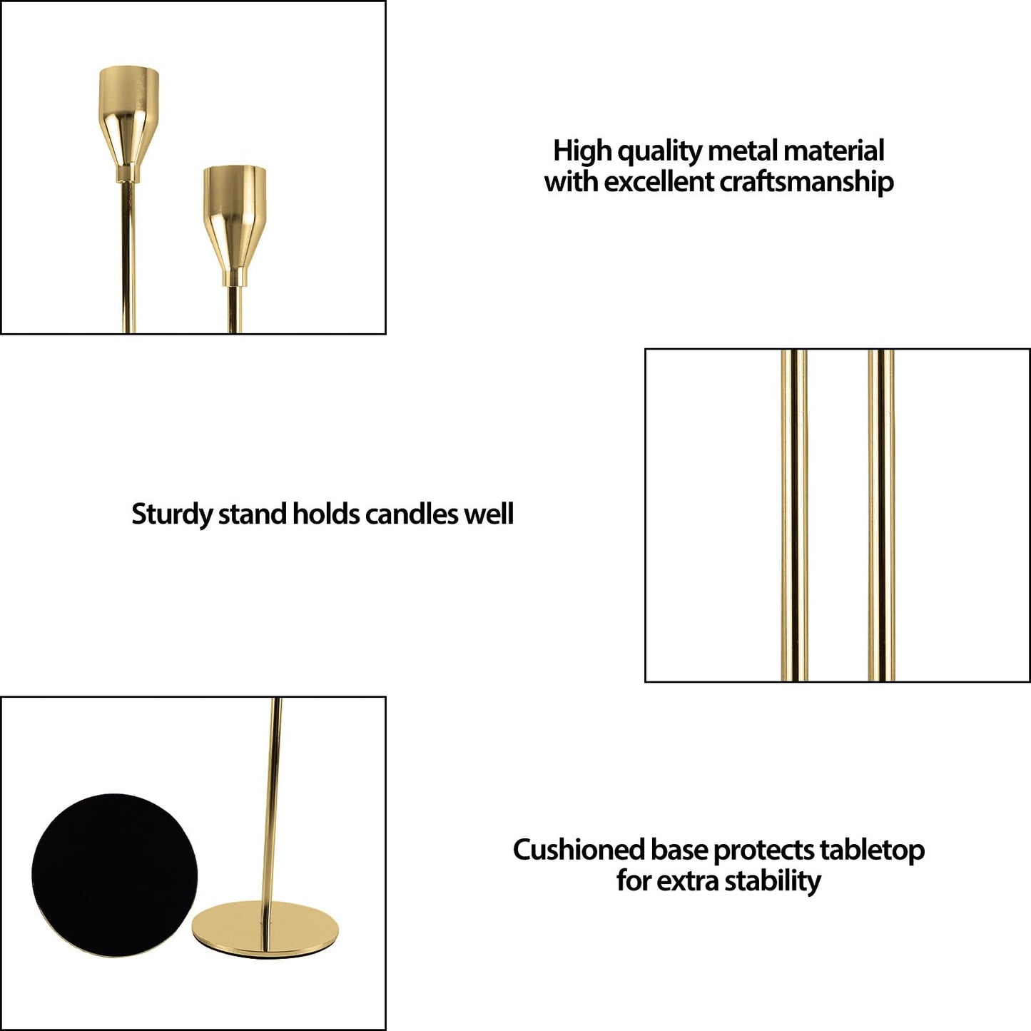 AUMAYCO Gold Candle Holders Set of 6, Metal Taper Candle Holders, Tall Gold Candlestick Holders, Fits 2.2cm Thick Candle&Led Candles, for Table Centerpiece, Mantels, Weddings, Dining, Party