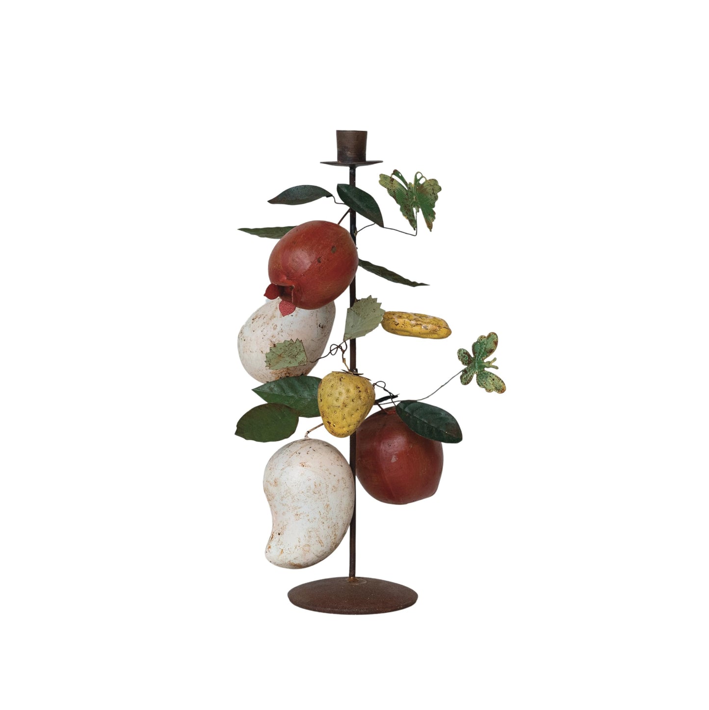 Creative Co-Op Orchard Bounty Metal Taper Candle Holder, Multicolor