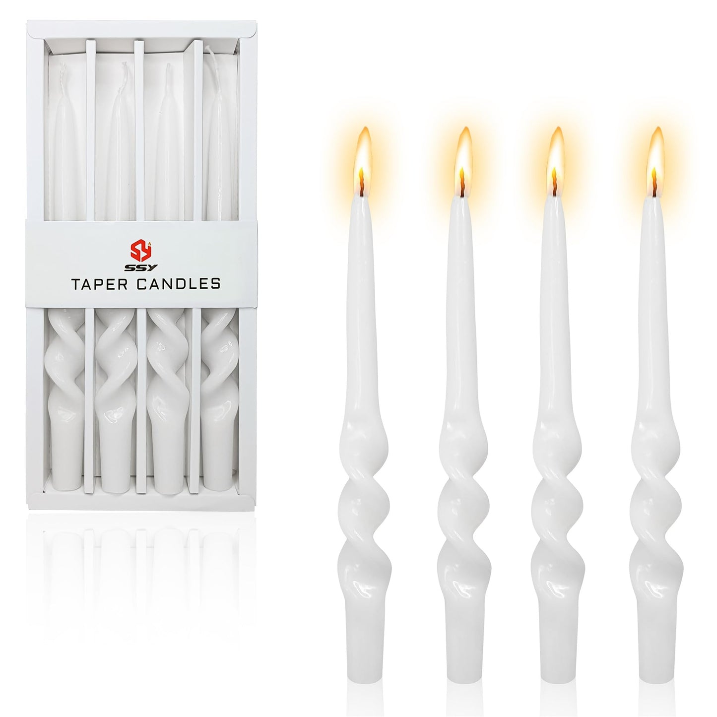 8pcs Short Taper Candle Spiral Candles,Gedengni White Candle Sticks Beige Twisted Candlesticks Swirl Tapered Candles for Home Décor Dinner Weddings Holiday Women Gifts