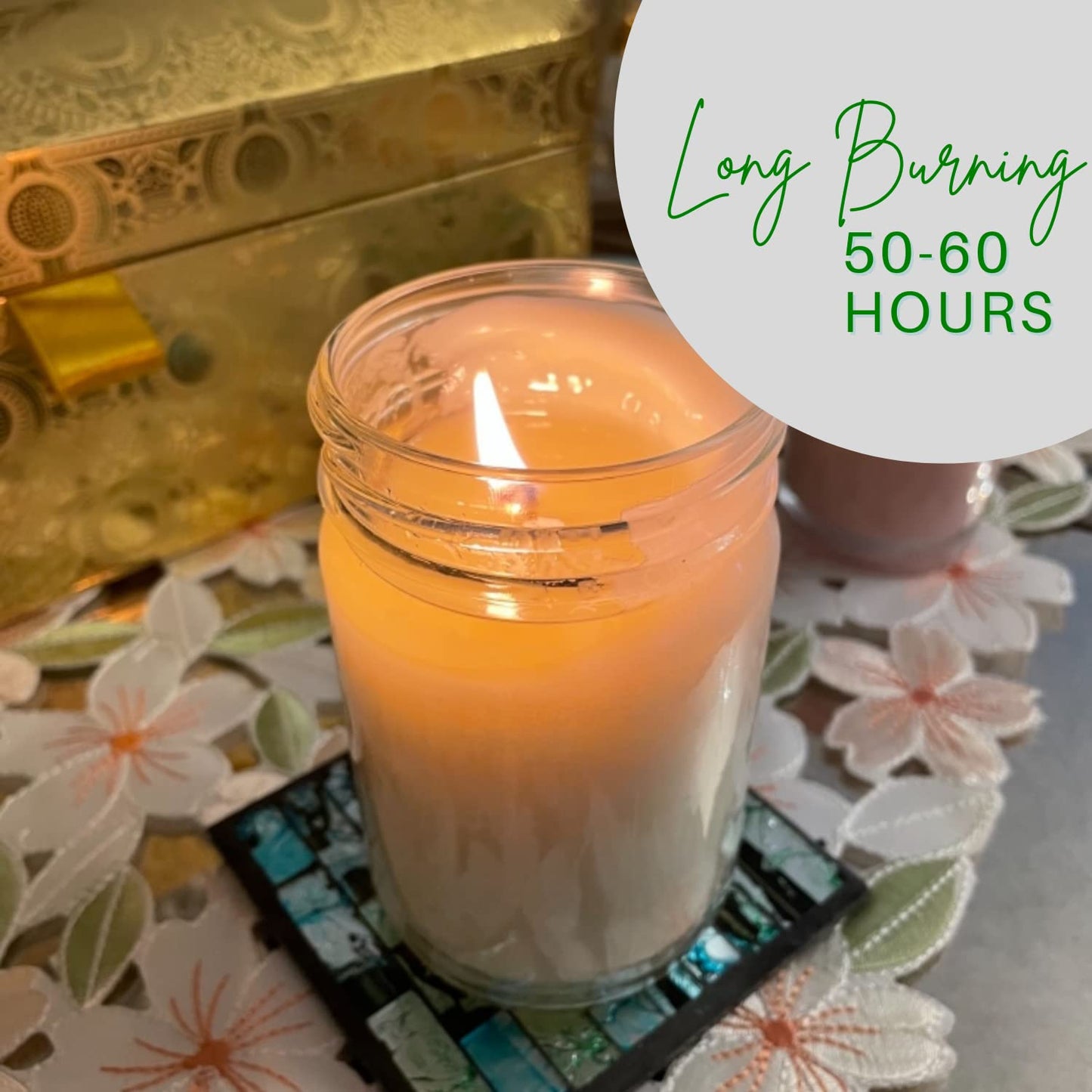Nika's Home Lily of The Valley Soy Candle - 12oz Mason Jar - Non-Toxic - Hand Poured in The USA, Long Burning 50-60 Hours Highly Scented All Natural, Clean Burning