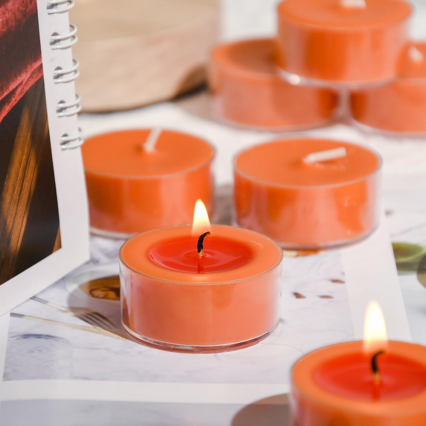 DEYBBY Scented Tealight Candles, Long Lasting Soywax Tea Candle Used for All of Holders|Clear Cup|12 Counts|Up to 4 Hour Burn Time|Fresh Orchard