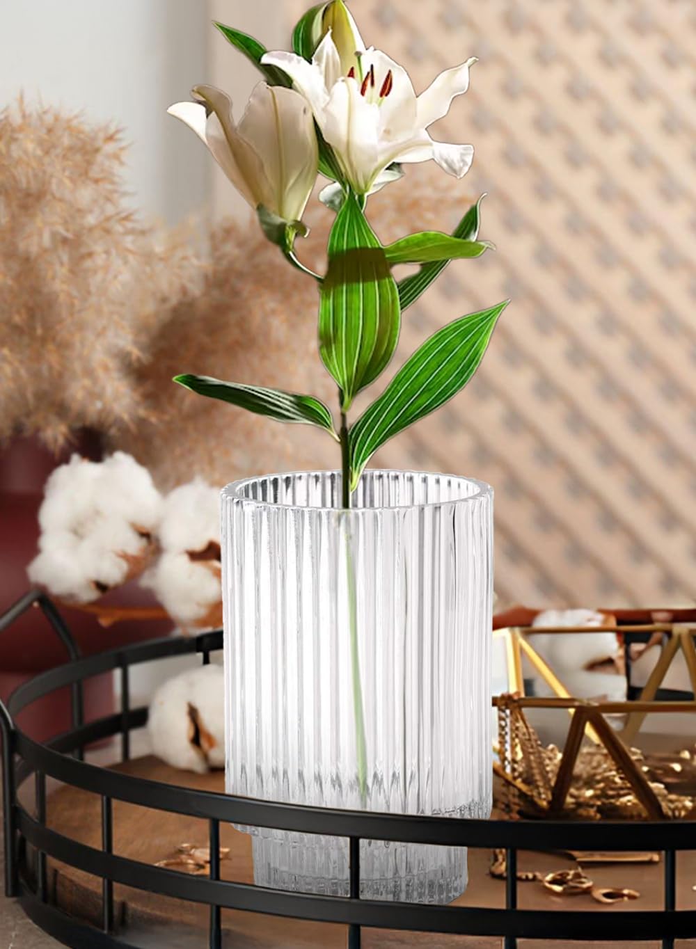Serene Spaces Living Clear Ribbed Glass Votive Holder, Perfect for Weddings and Home Décor, Measures 5" Tall and 3.5" Diameter