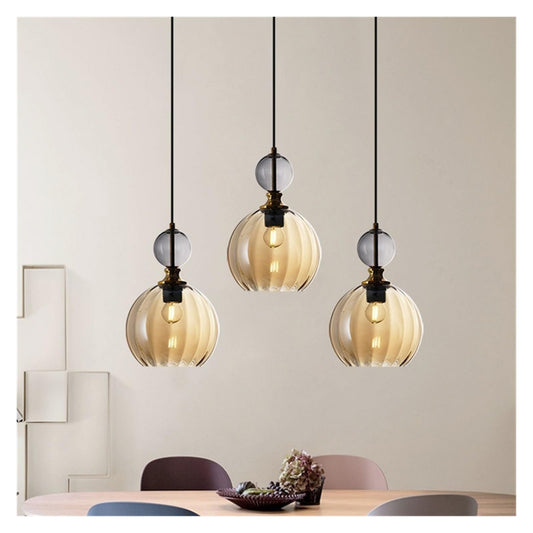 Modern Chandelier, Nordic Colored Glass Chandeliers Postmodern Creative Designer Restaurant Bar Counter Bedroom Bedside Lamp LED Lighting Fixtures(Amber 3 Heads)