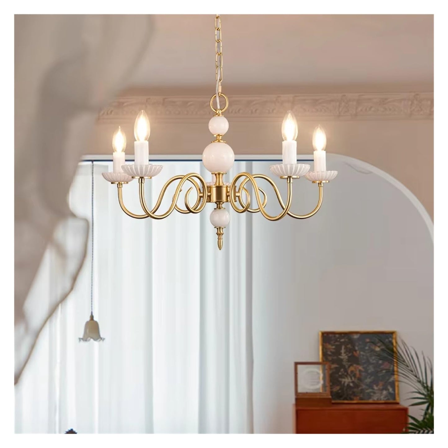 French Retro Copper Led Chandelier European Vintage Hotel Lobby Villa Banquet Hall Living Room Brass Candle Pendant Light,Comfortable Lighting