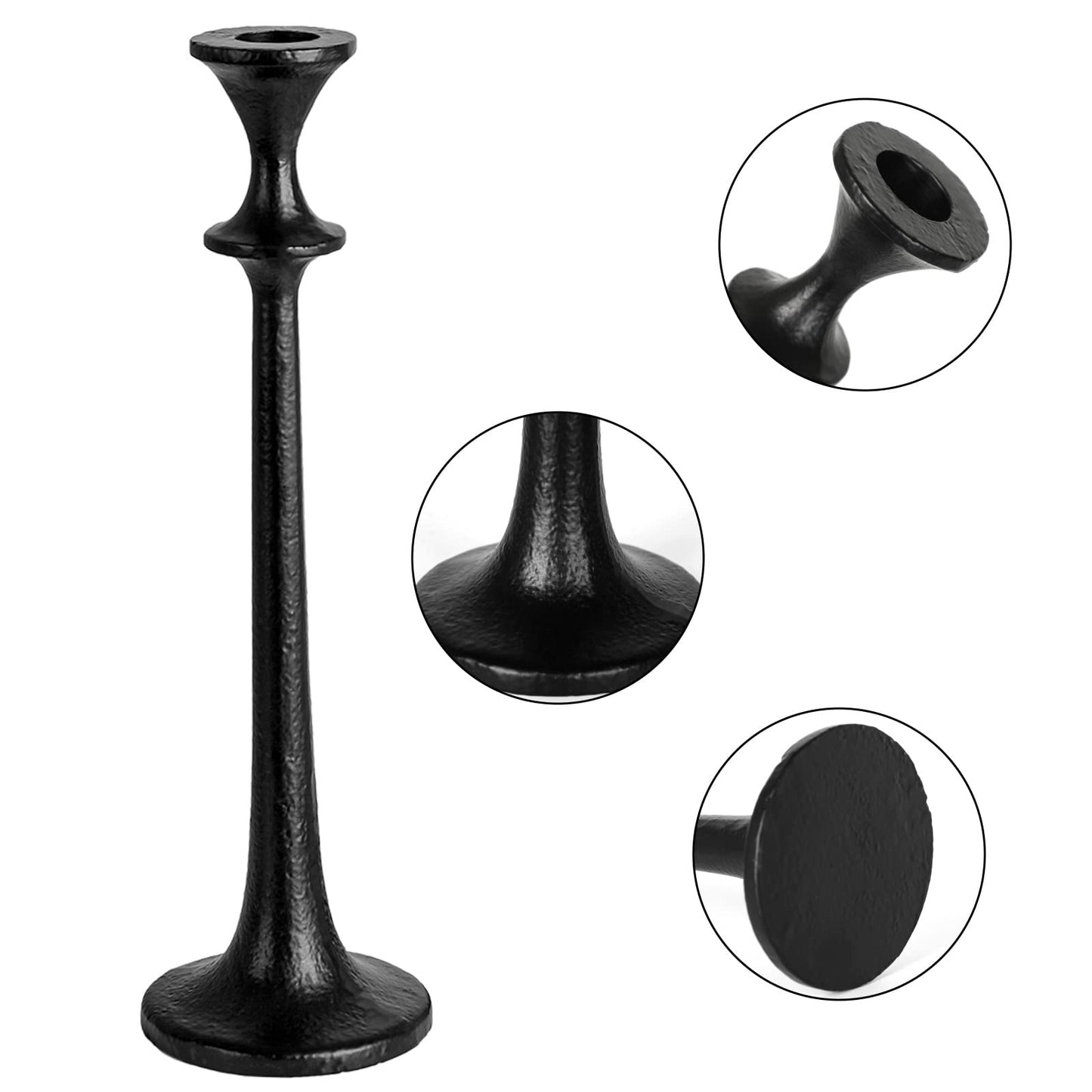 Black Iron Taper Candle Holder - Set of 3 Decorative Candle Stand - Candlestick Holder for Wedding, Dinning, Party