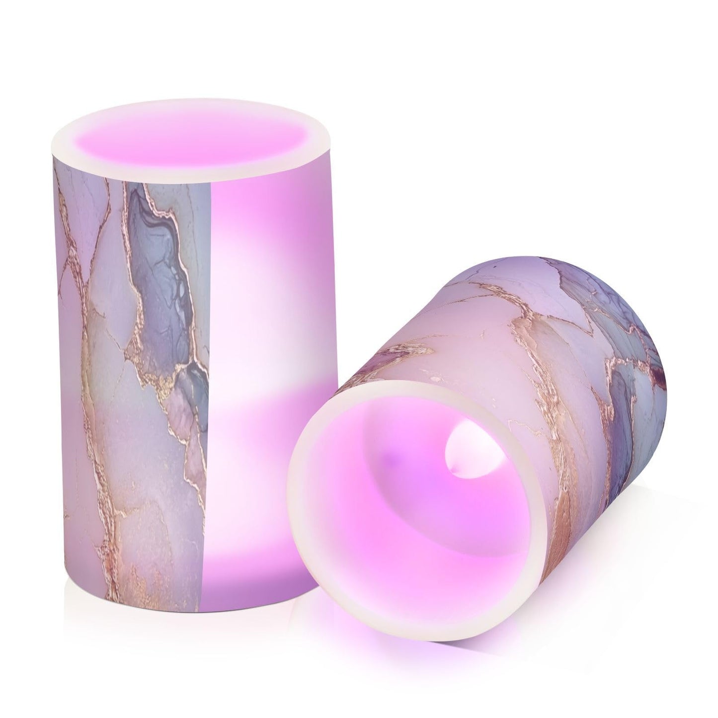 Flameless Flickering Candles Battery Operated Pillar Candles Set for Table Marble Blush Neutral