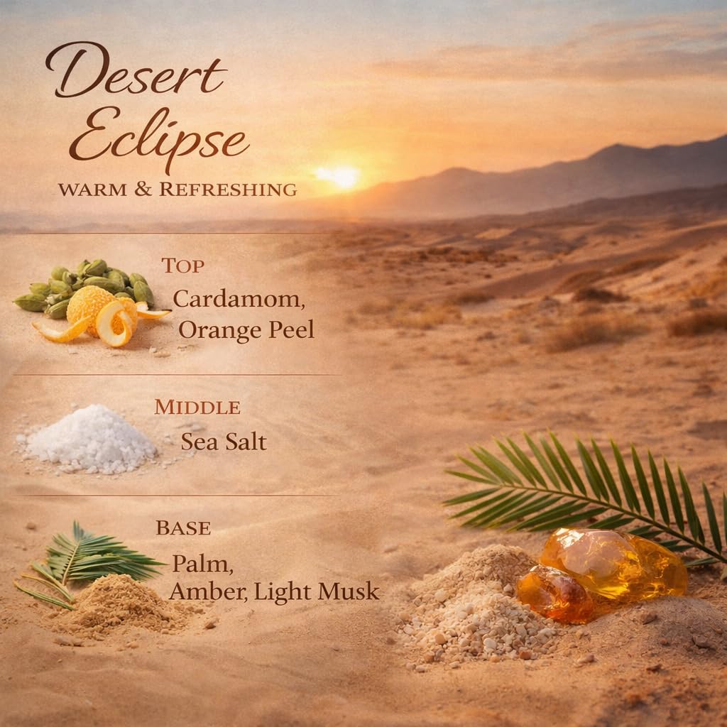 Wicked Rose Candle Co. Desert Eclipse Scented Candle | Cardamom, Orange Peel, Sea Salt & Amber | 10 oz Hand-Poured Coconut Apricot Wax | 45+ Hour Clean Burn | Modern Luxury Home Fragrance