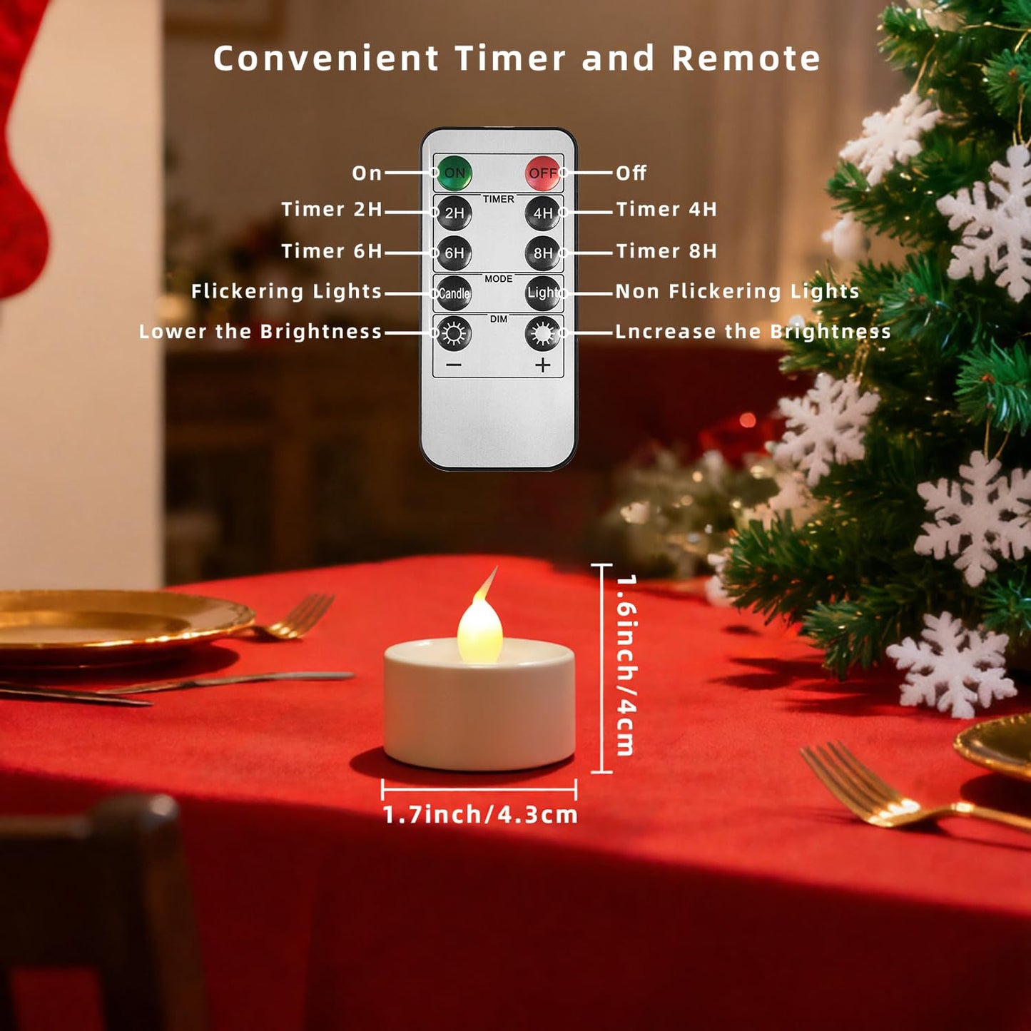 ODTRAM 12-Pack Tea Lights Candles with 2 Remote,Flickering &Timer, Flameless Battery Votive Tealights for Tabletop Lighting, Centerpieces Decor, Holiday Battery 400+ Hours (Ivory