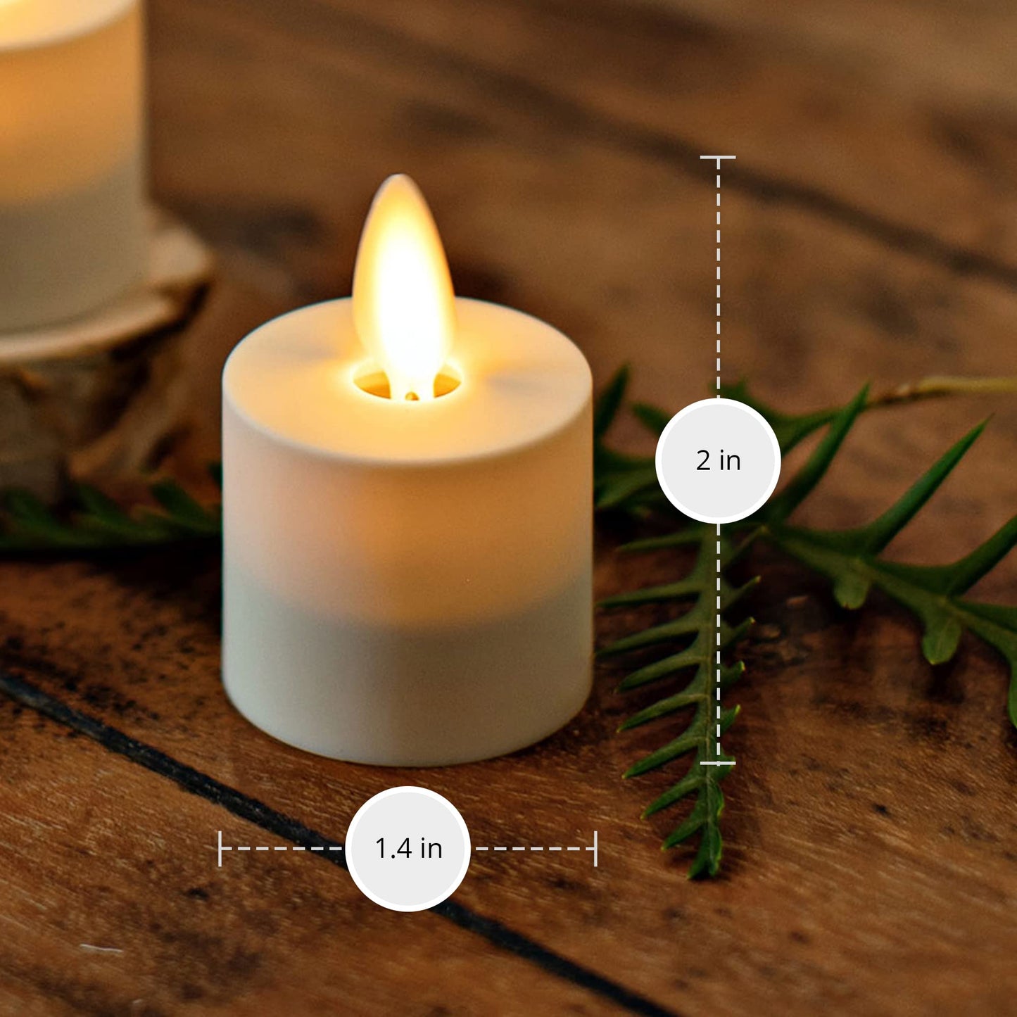Luminara Flameless LED Tea Light Candle, 1.4" x 2", Pack of 2, Plastic Pearl Ivory, Real Flame, Battery Operated w/Remote Timer Function