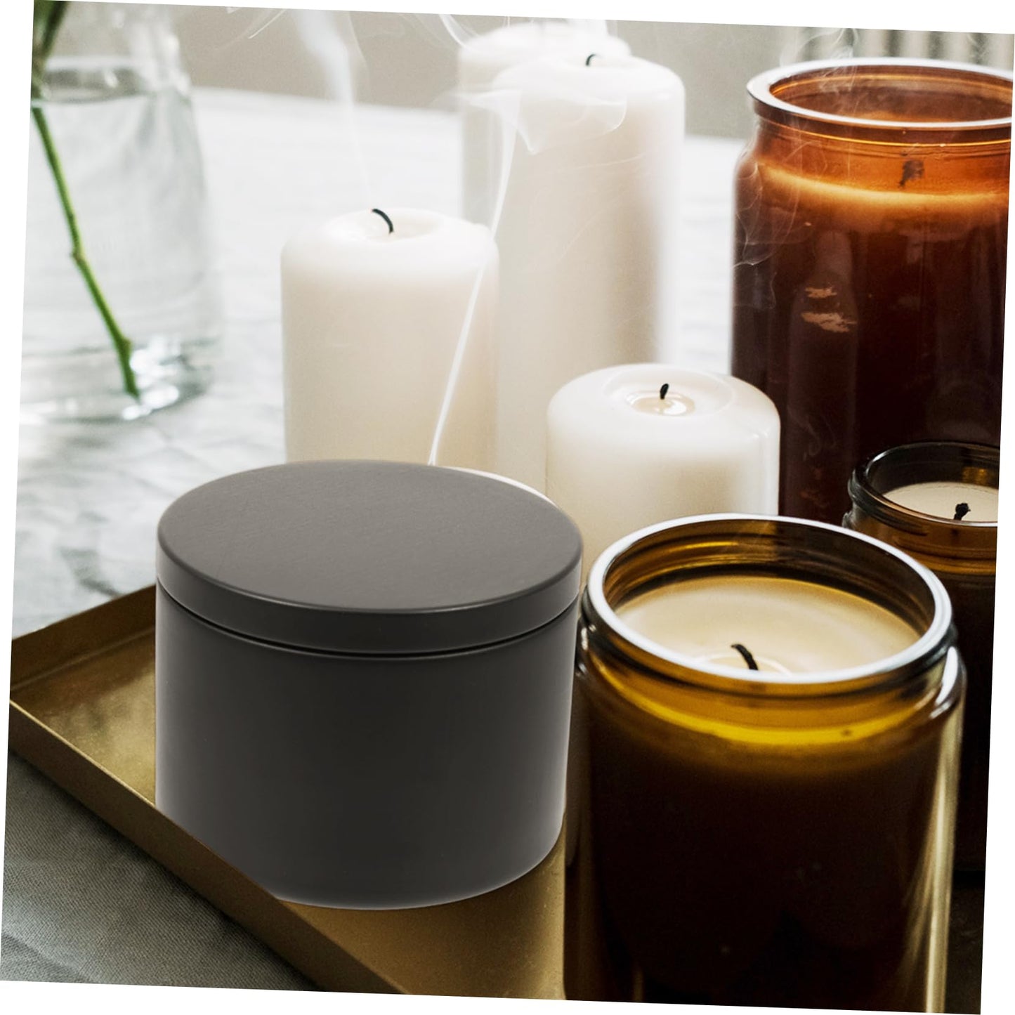 Veemoon 3pcs Round Iron Candle Holders Candle Tins for DIY for Home Decor Weddings and Special Occasions