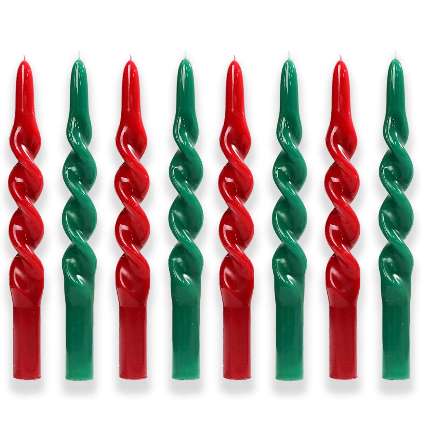 LPUSA 10 inch Christmas Taper Candles-Green and Red Spiral Candles-Unscented Candle Sticks and Dripless,Perfect as Dinner Candles-8pcs(Green,Red)