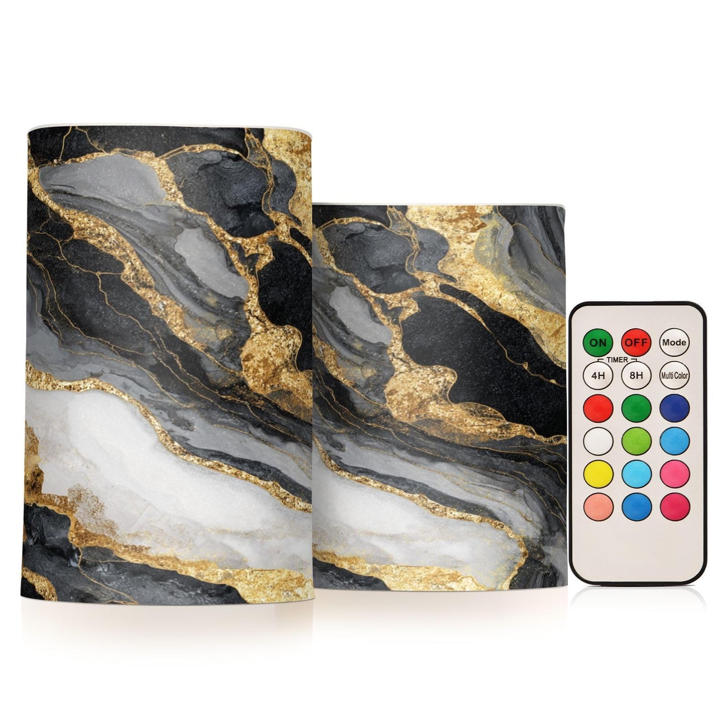 Flameless Candles Battery Operated Black Gold Marble Flickering LED Pillar Candles With Remote Control And Timer Mosaic with Golden Veins Warm Light Candles For Wedding Festival Home Halloween Christ