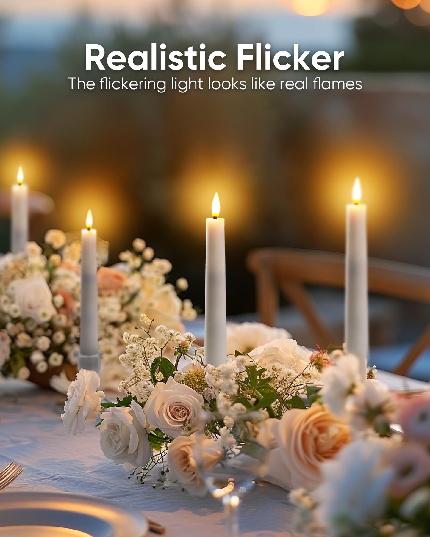 Raycare Pack of 9 Flameless Taper Candles Battery Operated, Led Candle Sticks Warm Flickering, 6.7 Inches Taper Candlesticks with Holders, LED Window Candles with Remote Timer (Batteries not included)