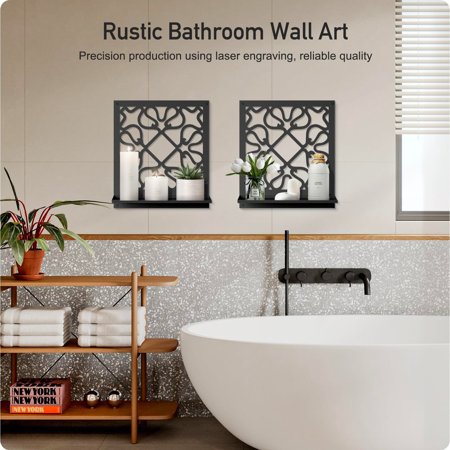 Candle Wall Sconce, Retro Wall Decor, Black Minimalism Wall Art for Living Room Bedroom Bathroom (2 Pack 11.8 x 13 in)