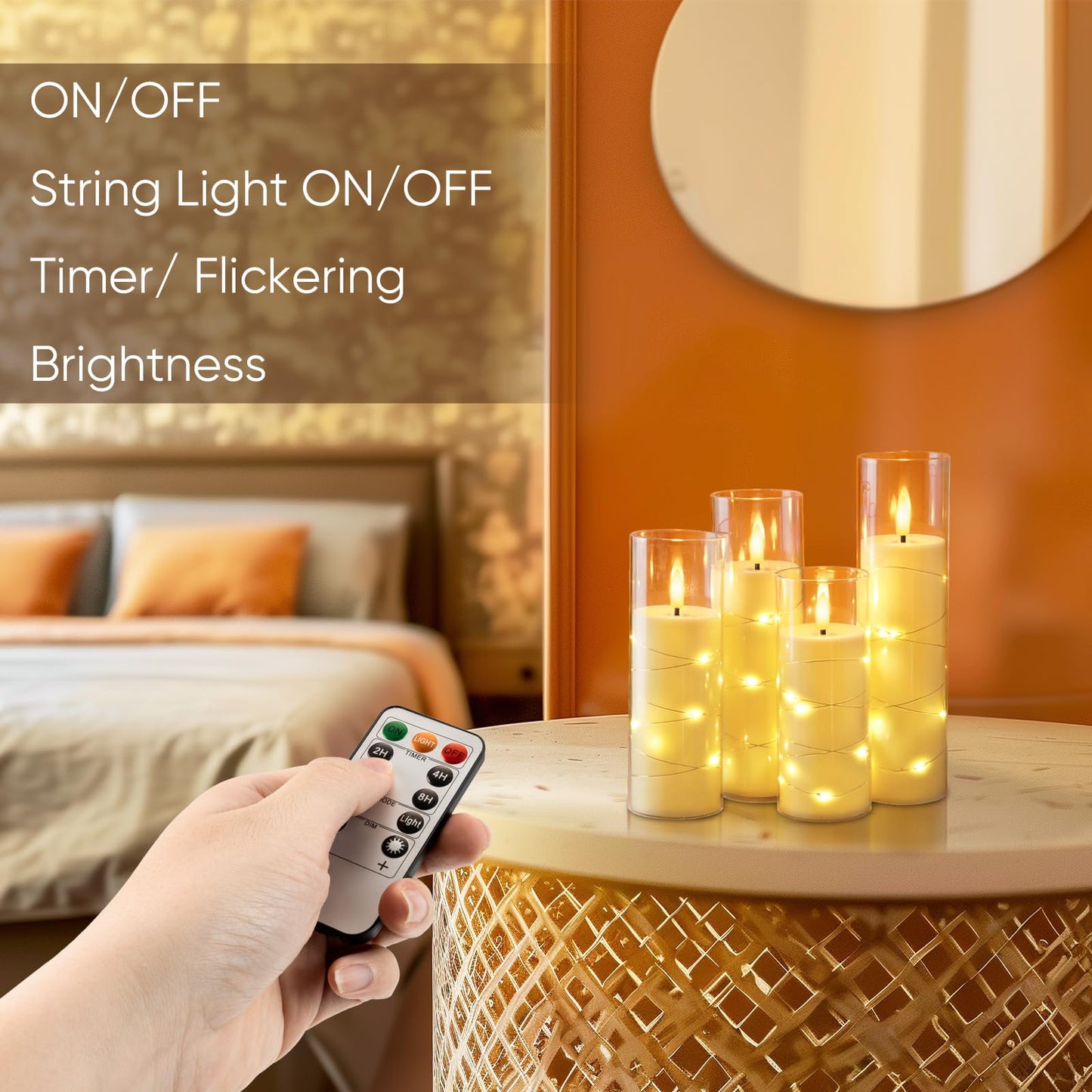Homemory Ivory Flameless LED Candles with Remote Control & Timer, Battery Operated Star Lights, Fake Candles, Star Lights Set of 5 for Wedding Decor