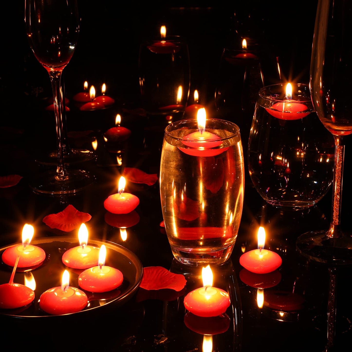 Nuanchu 20 Pcs Red Floating Candles Centerpieces for Wedding Small Unscented Floating Candles Decoration for Valentine's Day Party Wedding Anniversary Holiday Party Gifts Home Pool Decor