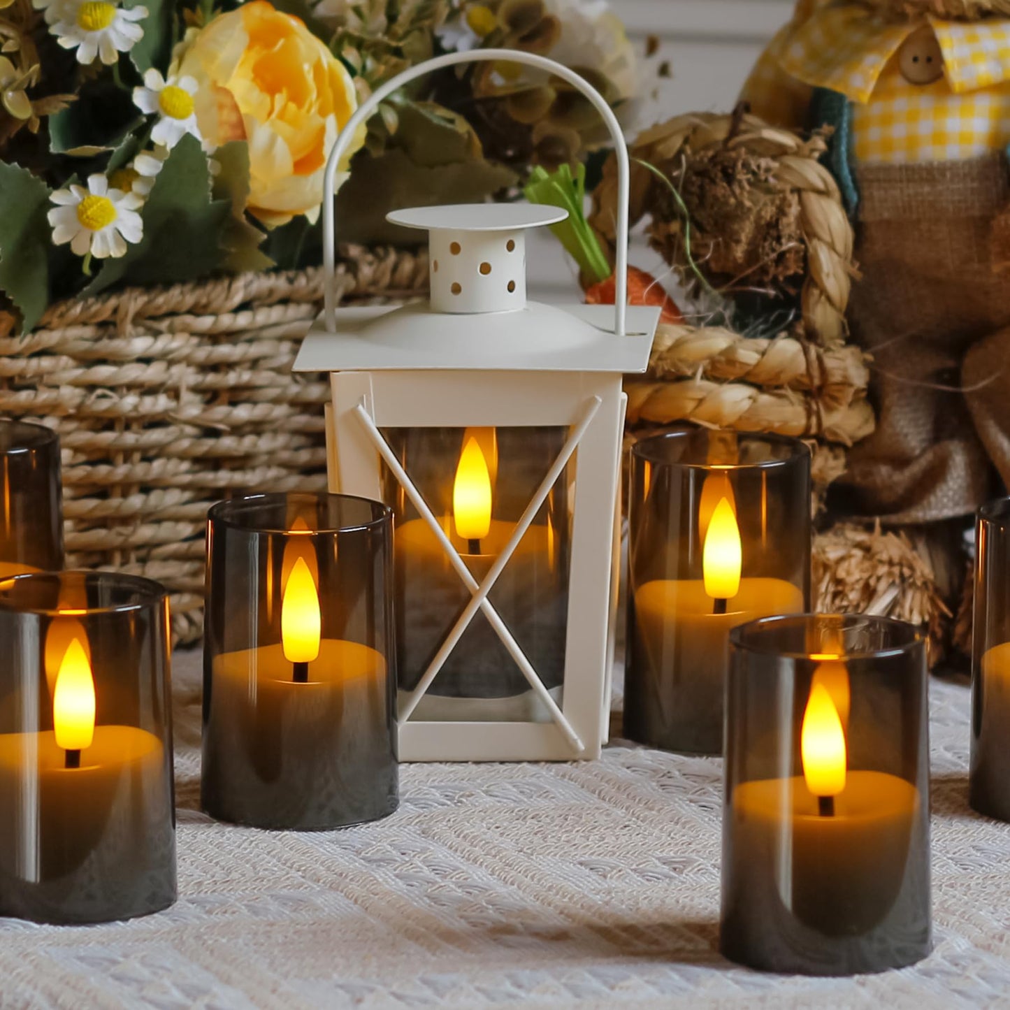 Zevanor Flameless Small Tea Light LED Candles, Acrylic Battery Operated Votive 1.7" x2.5" with Remote Control and Timer, Tealight Grey Flickering Warm Light Pack of 8 Electric Long Lasting