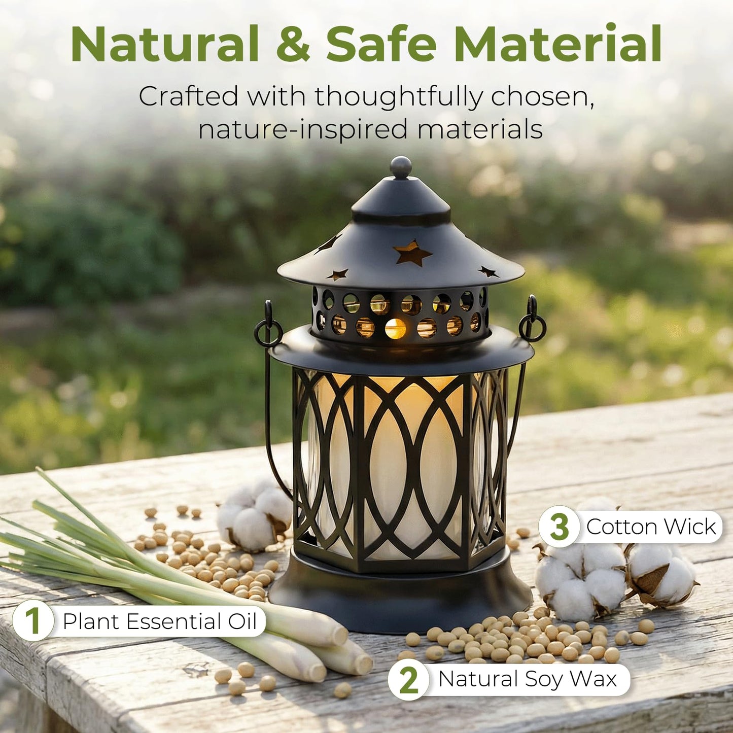 Citronella Candles Outdoor, 2 Pack Lemongrass Scented Soy Wax Candles with Metal Lantern Holder, Outdoor Candle Set for Patio Garden Camping Decor, Gift Set