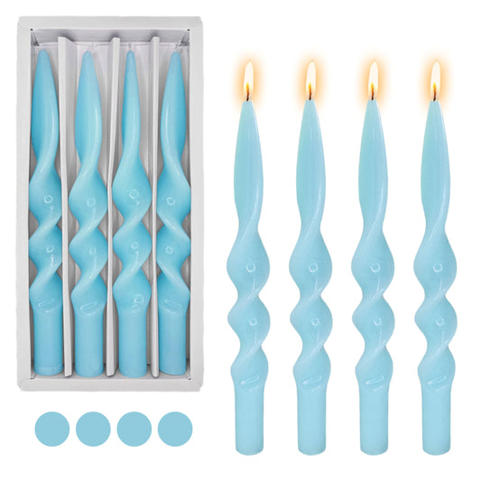 Spiral Taper Candle Blue Twisted Candlesticks 10 INCH Cute Candle Stick Long Tapered Candles Odorless Candle for Home Weddings Festive Women Gifts
